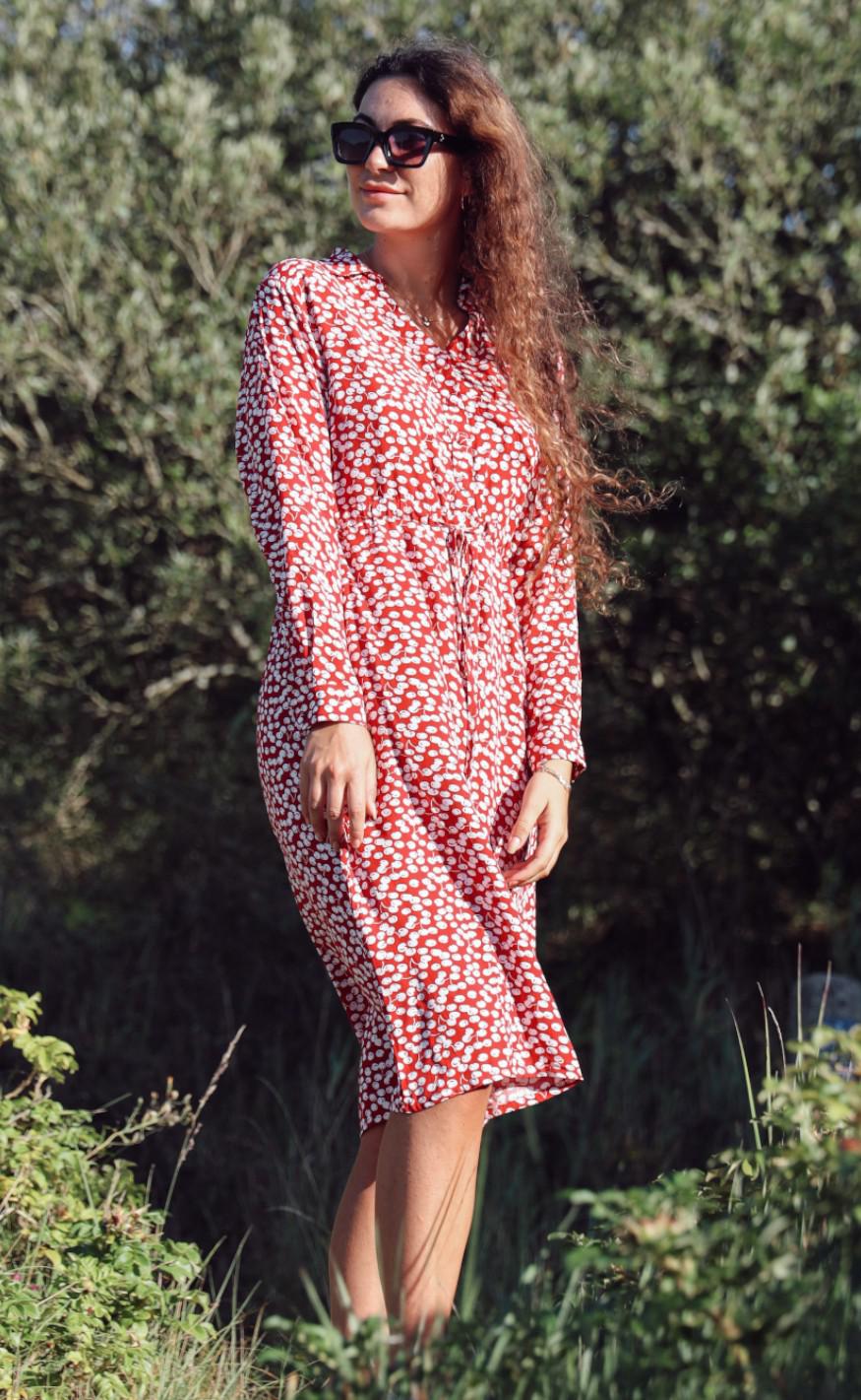 INA Copenhagen Kjole - Louisa - Red/White