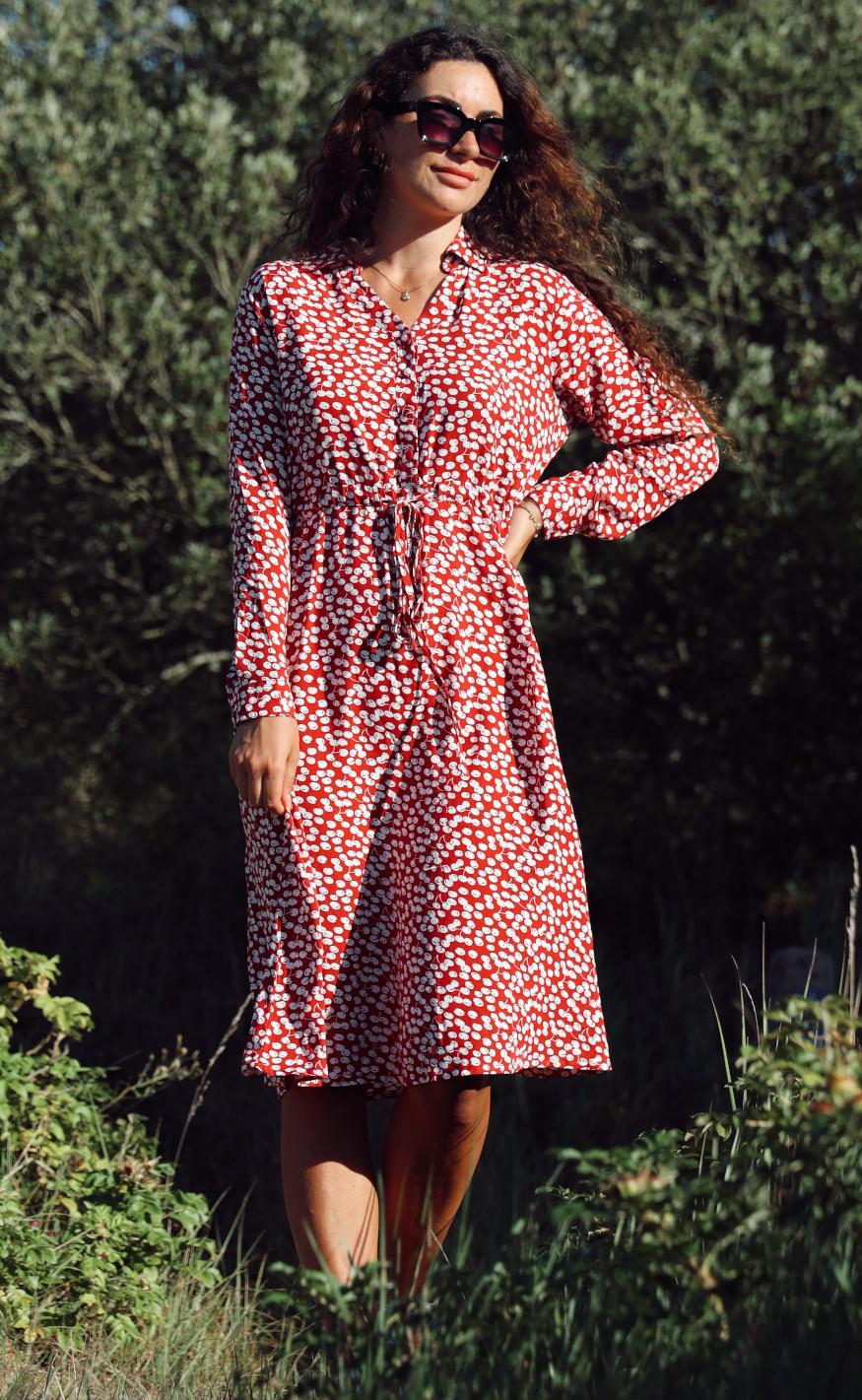 INA Copenhagen Kjole - Louisa - Red/White
