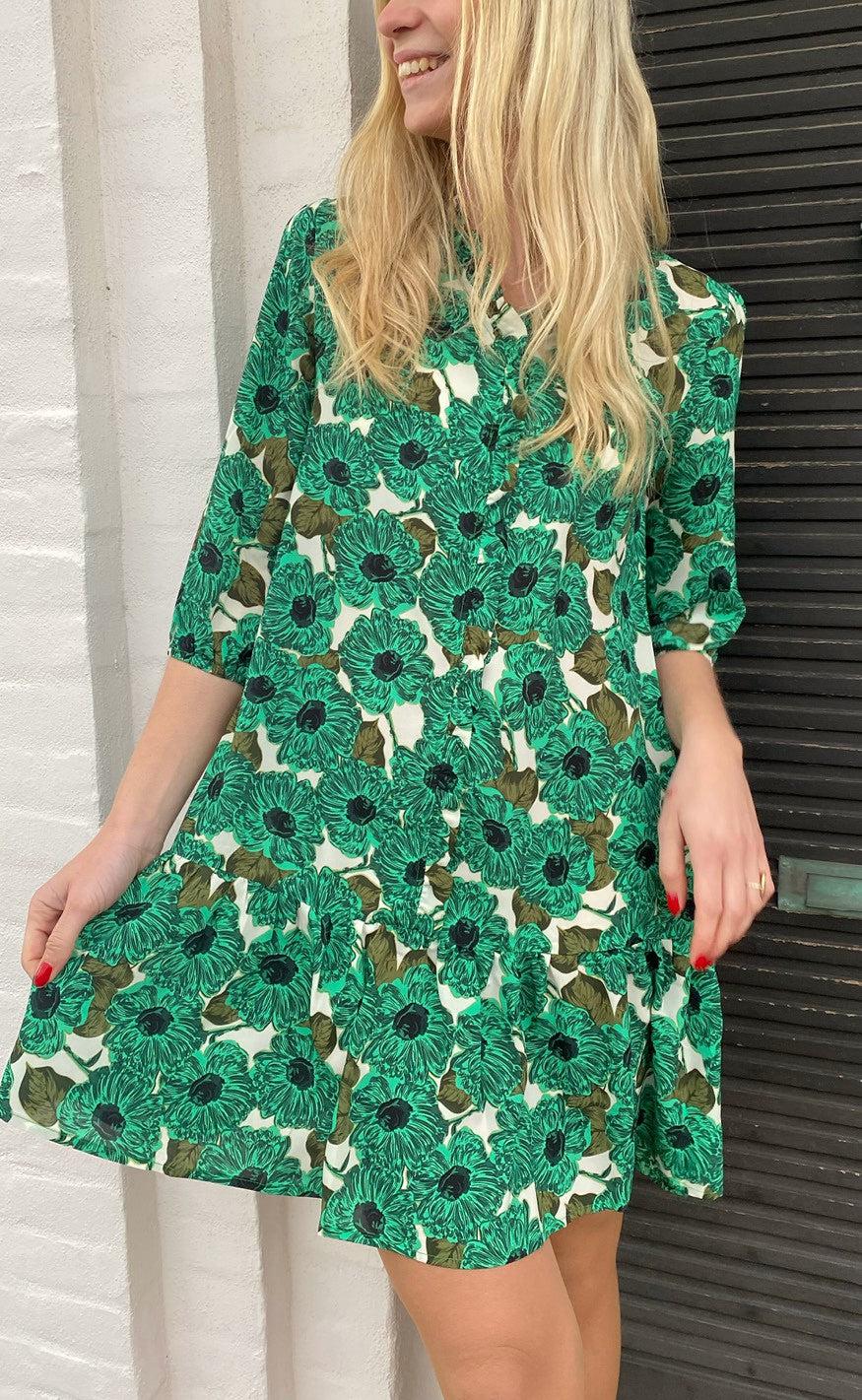 INA Copenhagen Kjole - Mali - Green Flower