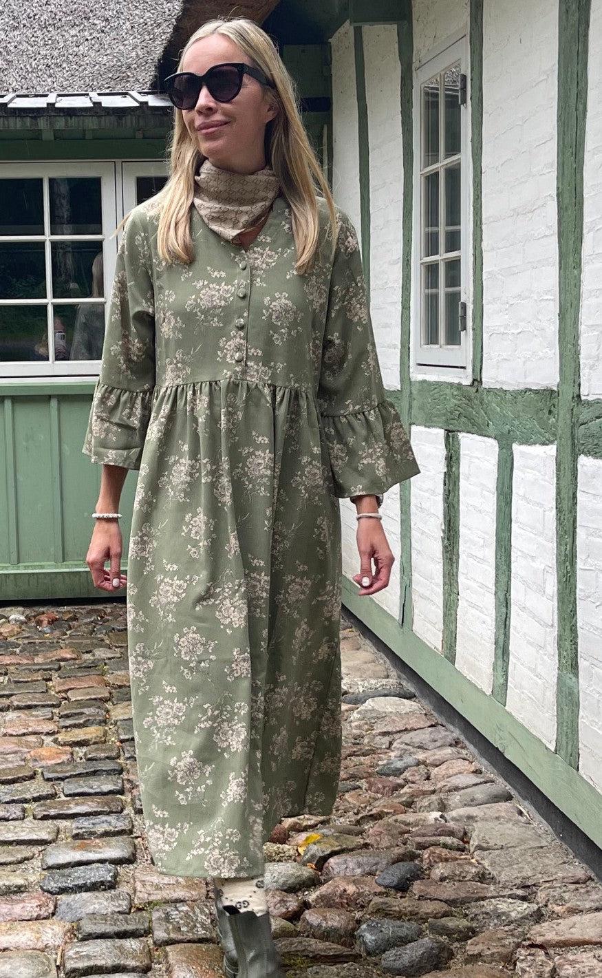 INA Copenhagen Kjole - Malina - Green Flower