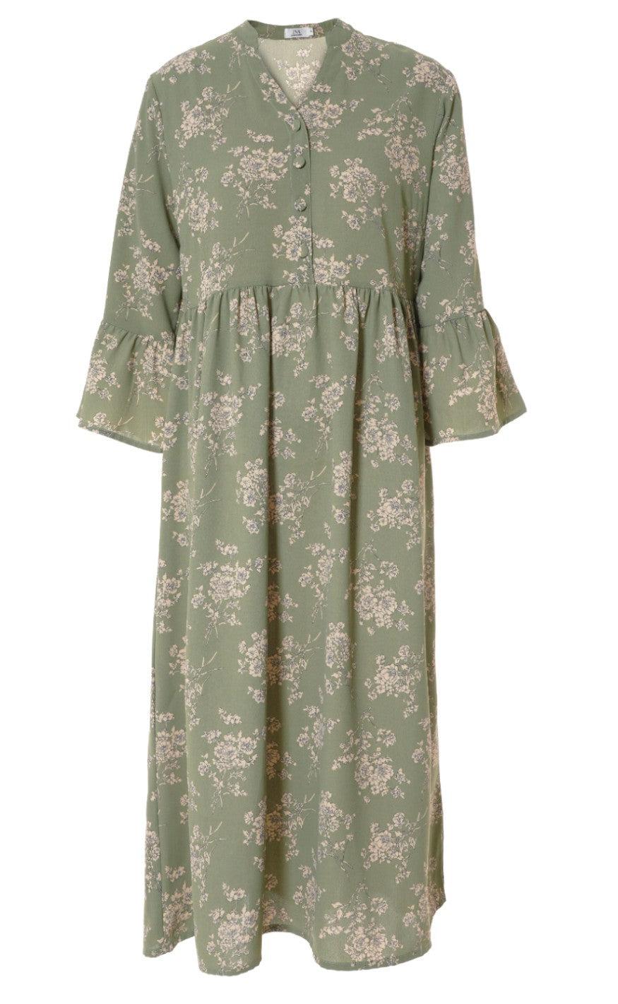 INA Copenhagen Kjole - Malina - Green Flower