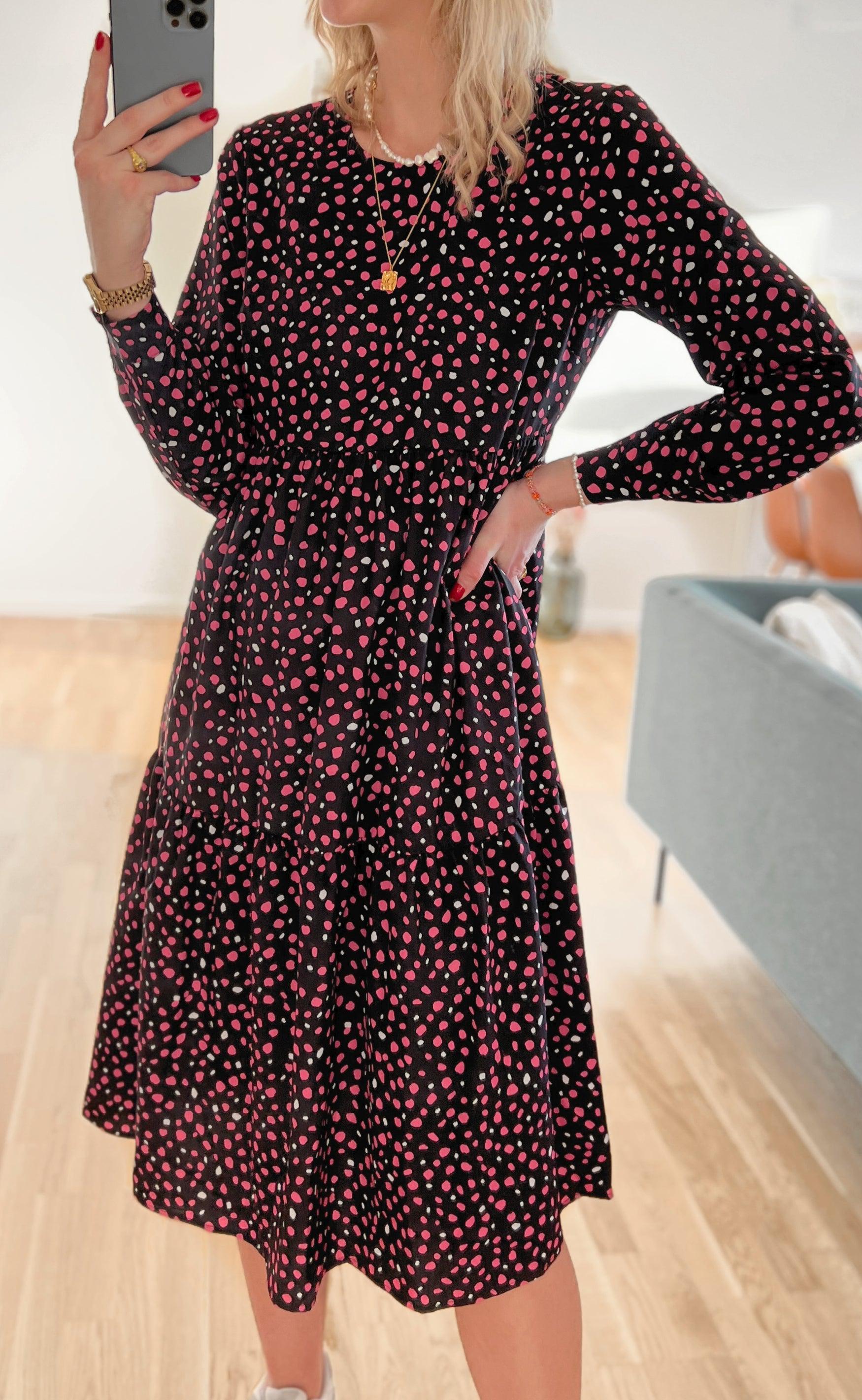 INA Copenhagen Kjole - Milan - Black W. Pink Dots