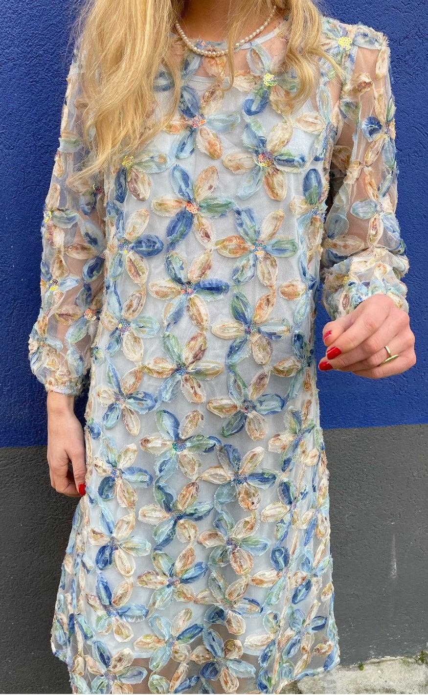 INA Copenhagen Kjole - Pama - Blue Sequin Flower
