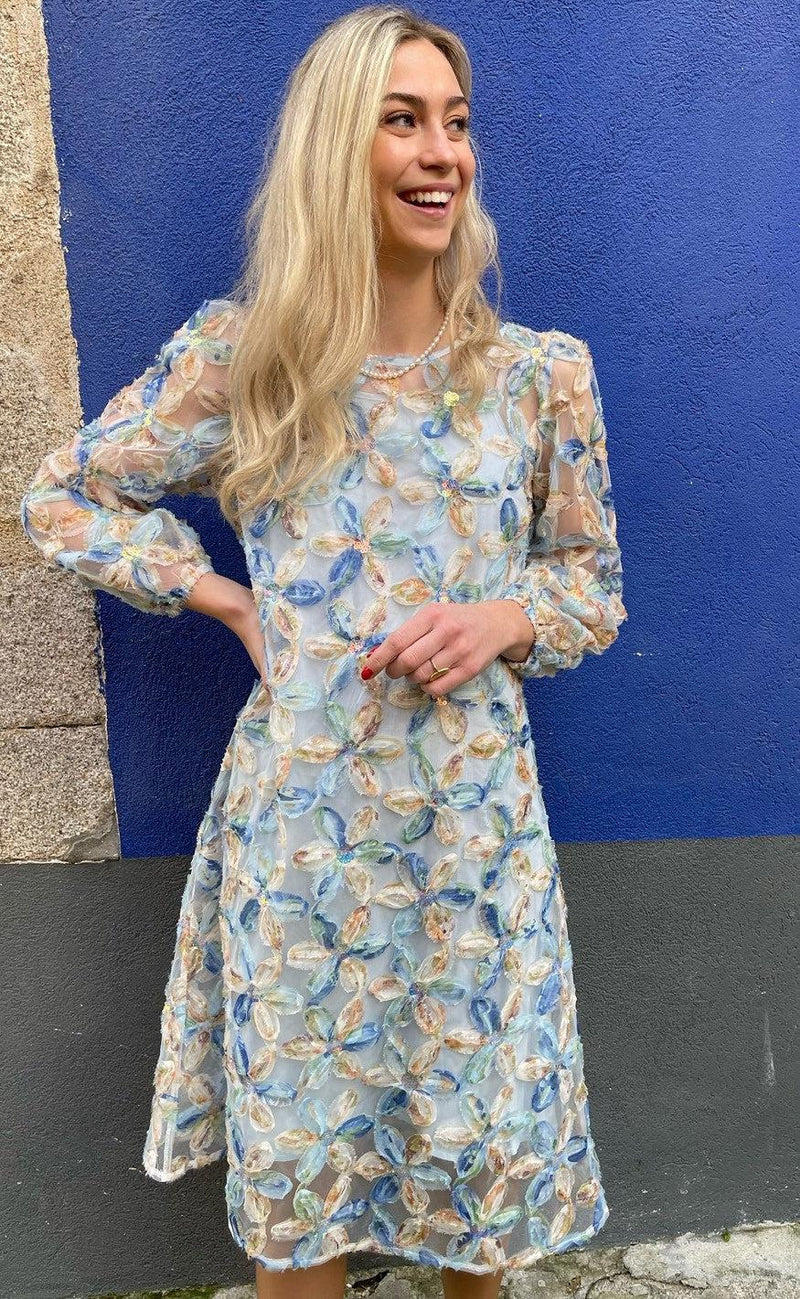 INA Copenhagen Kjole - Pama - Blue Sequin Flower