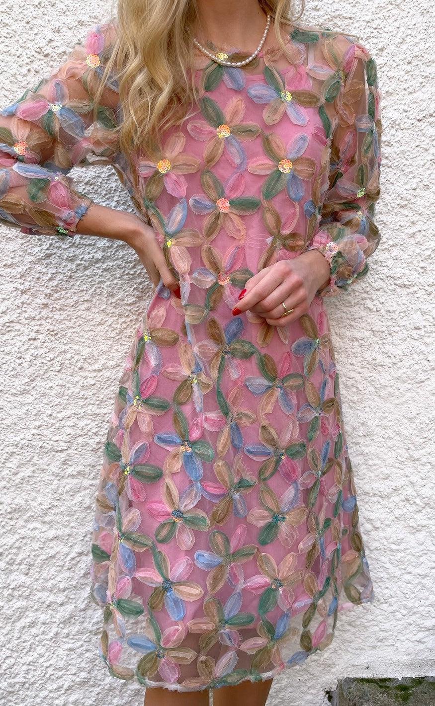 INA Copenhagen Kjole - Pama - Pink Sequin Flower