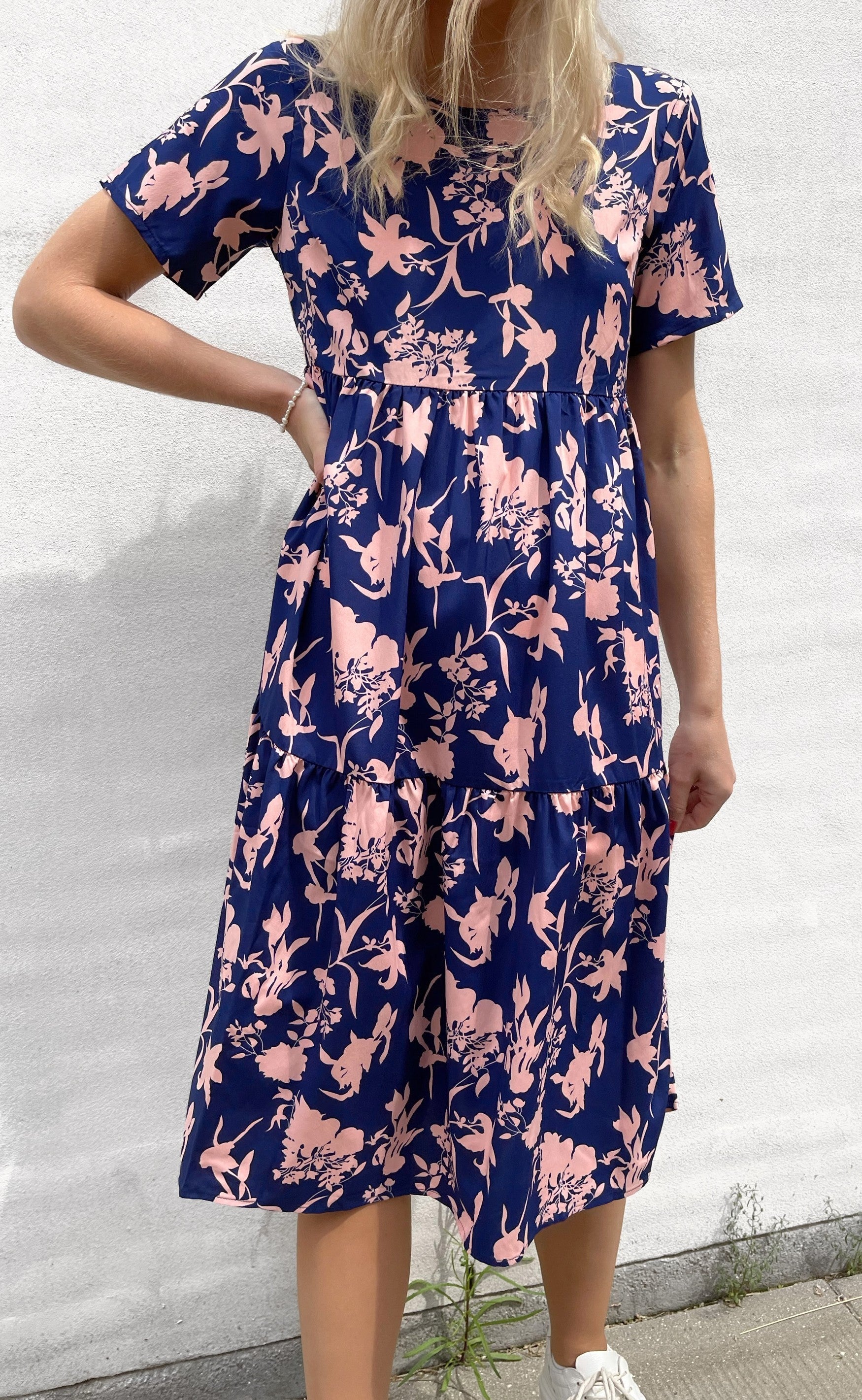 INA Copenhagen Kjole - Selma - Navy / Rose Flower