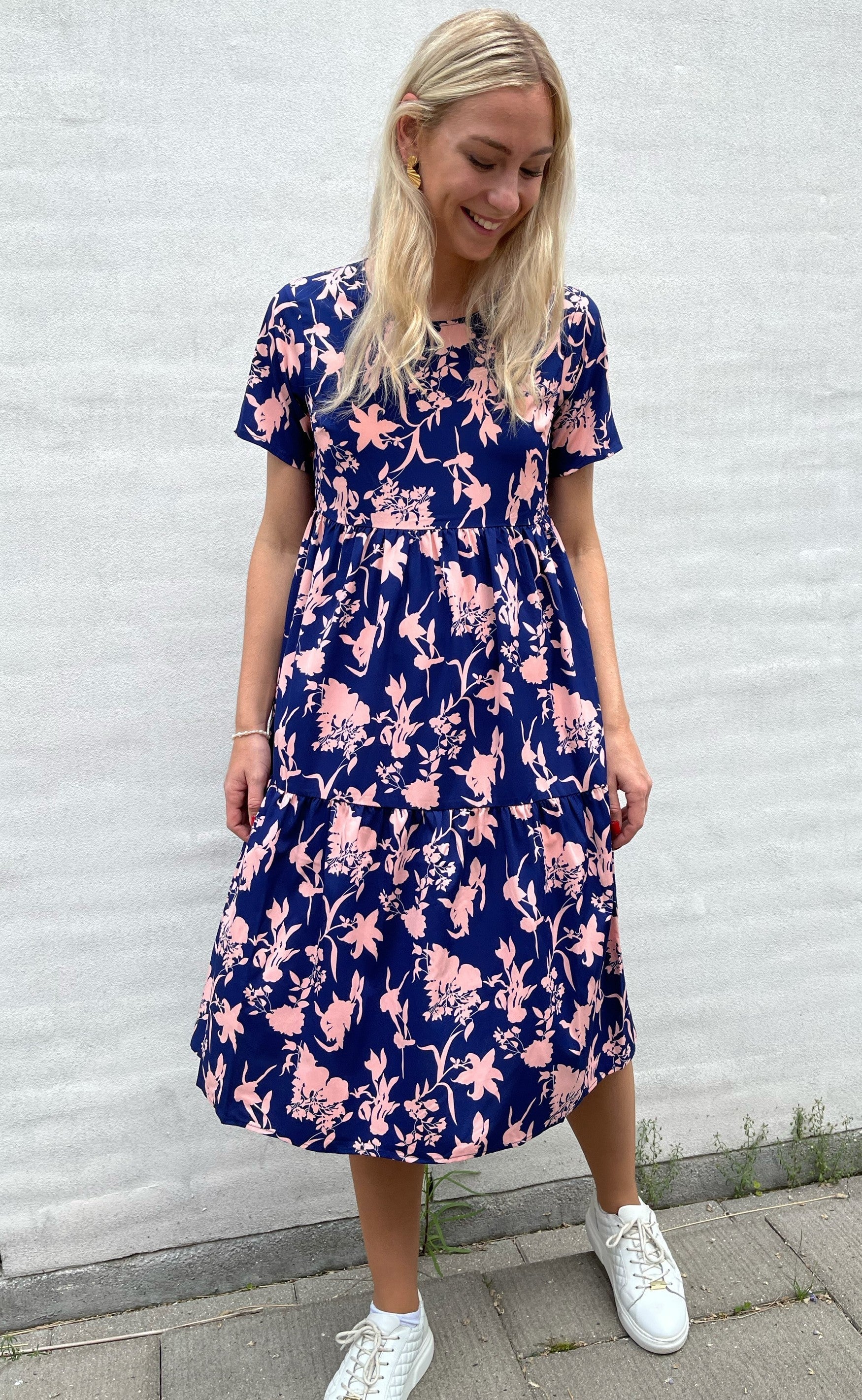 INA Copenhagen Kjole - Selma - Navy / Rose Flower