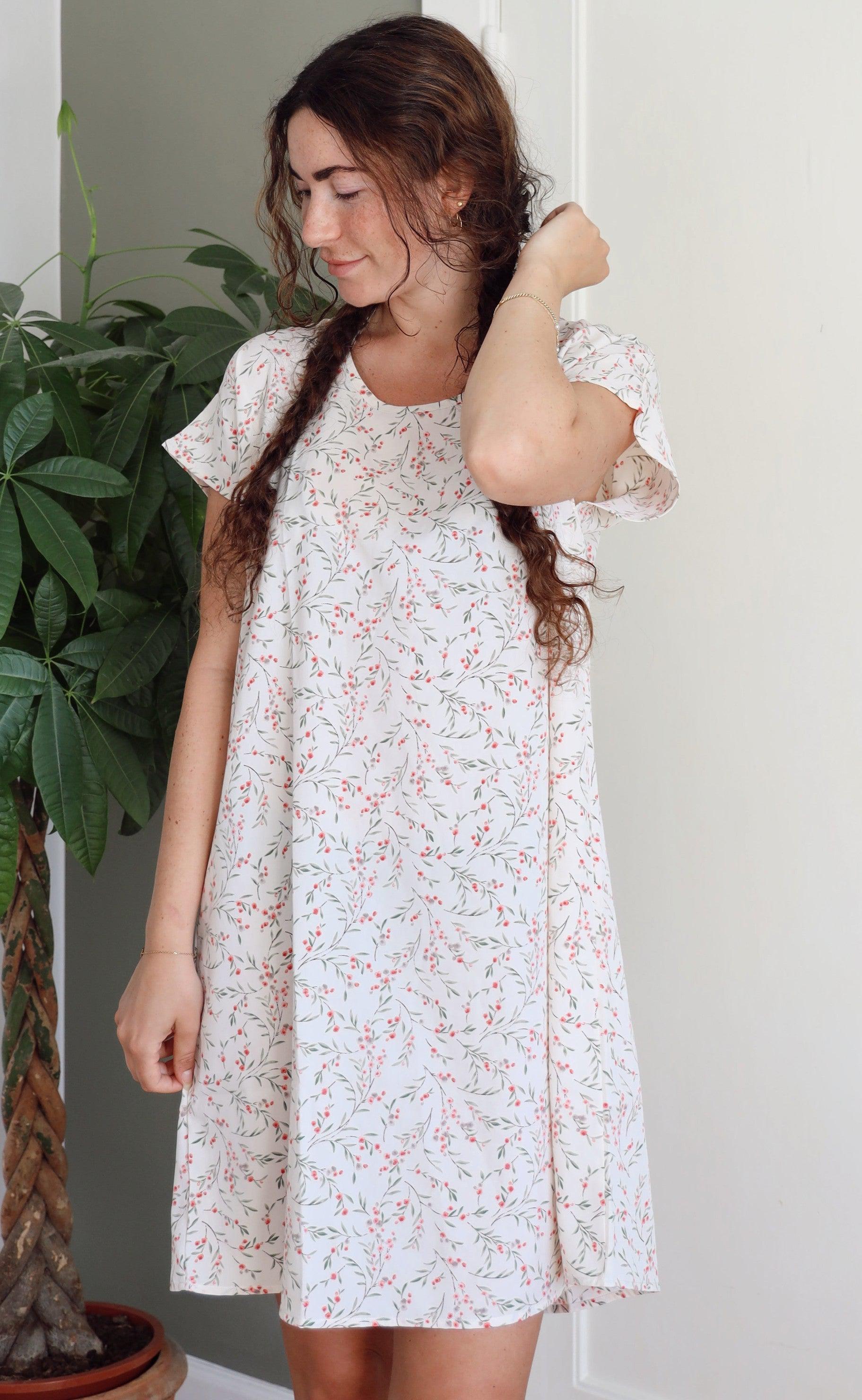 INA Copenhagen Kjole - Tina - White / Rose Flower