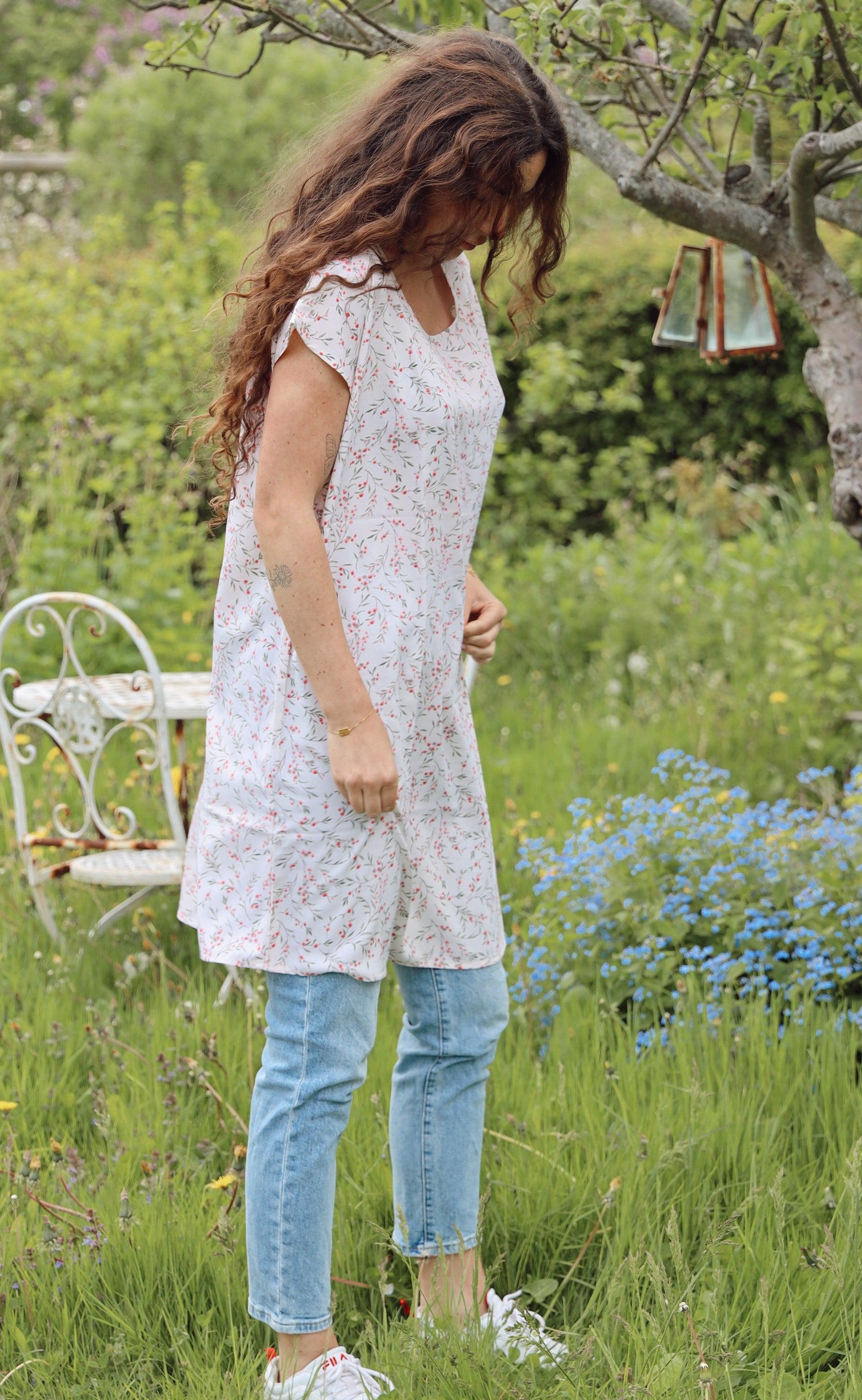 INA Copenhagen Kjole - Tina - White / Rose Flower