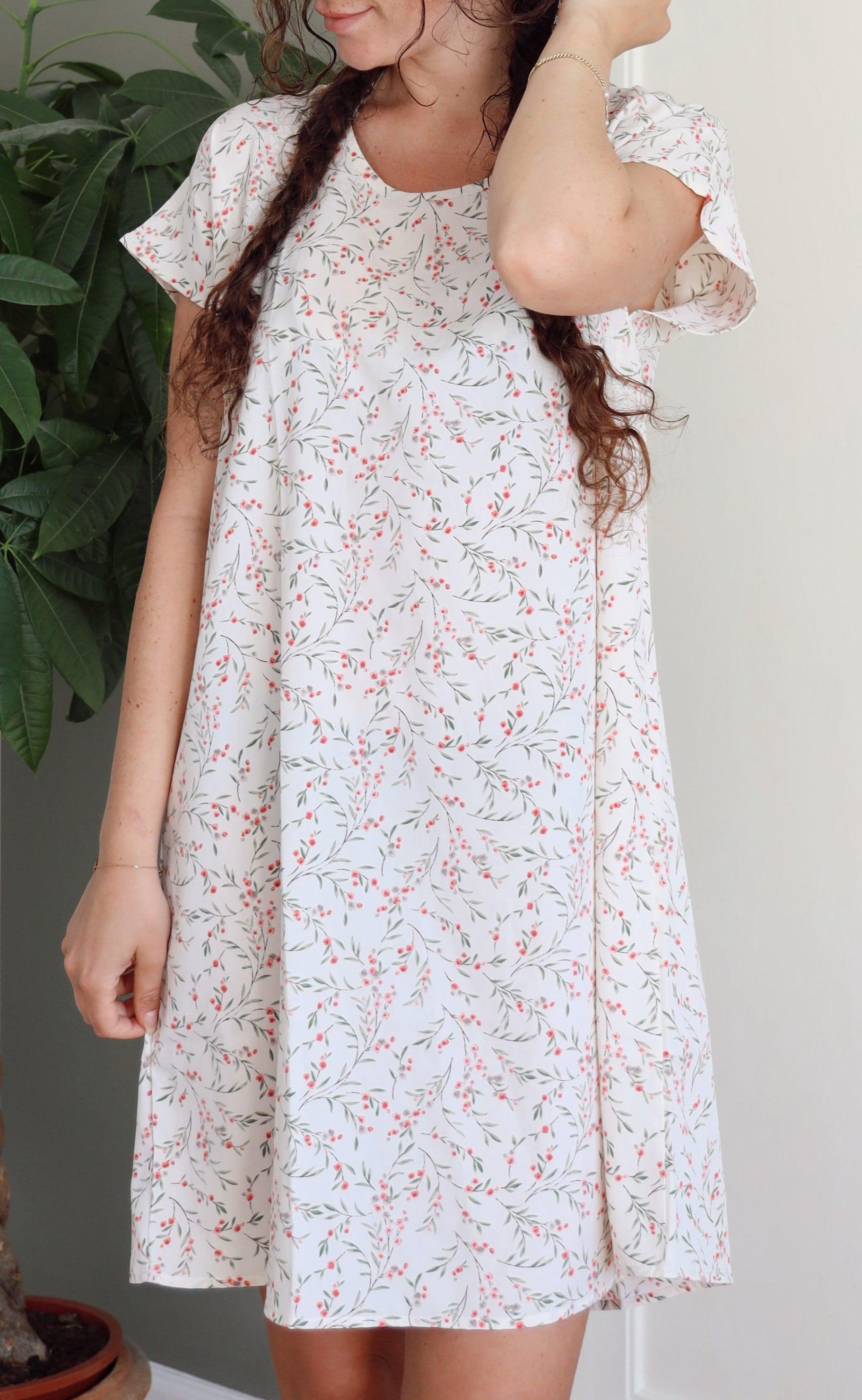INA Copenhagen Kjole - Tina - White / Rose Flower