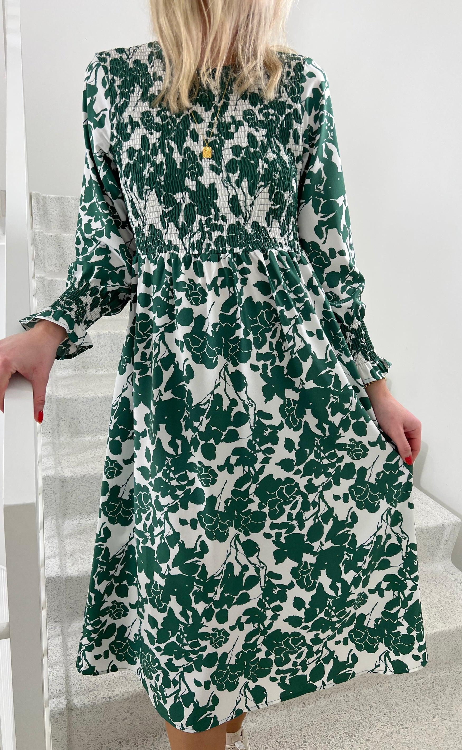 INA Copenhagen Kjole - Veronica - Green Flower