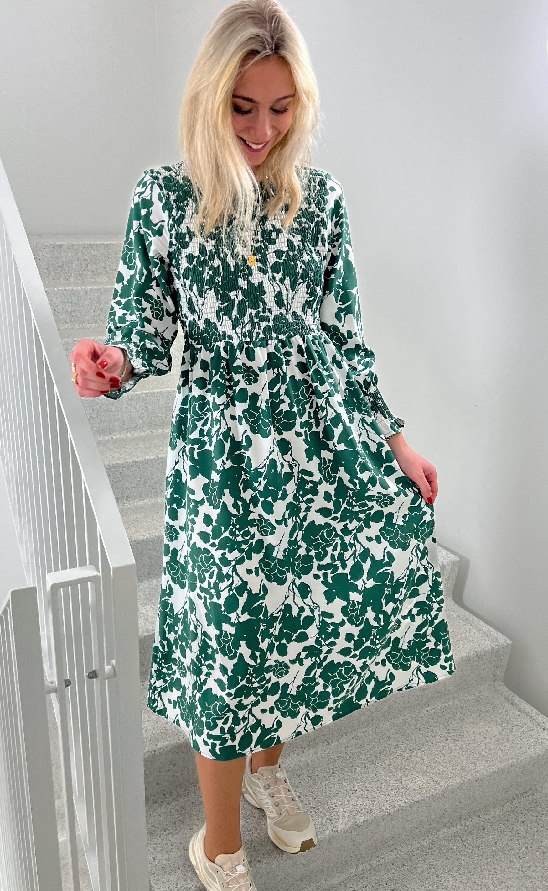 INA Copenhagen Kjole - Veronica - Green Flower