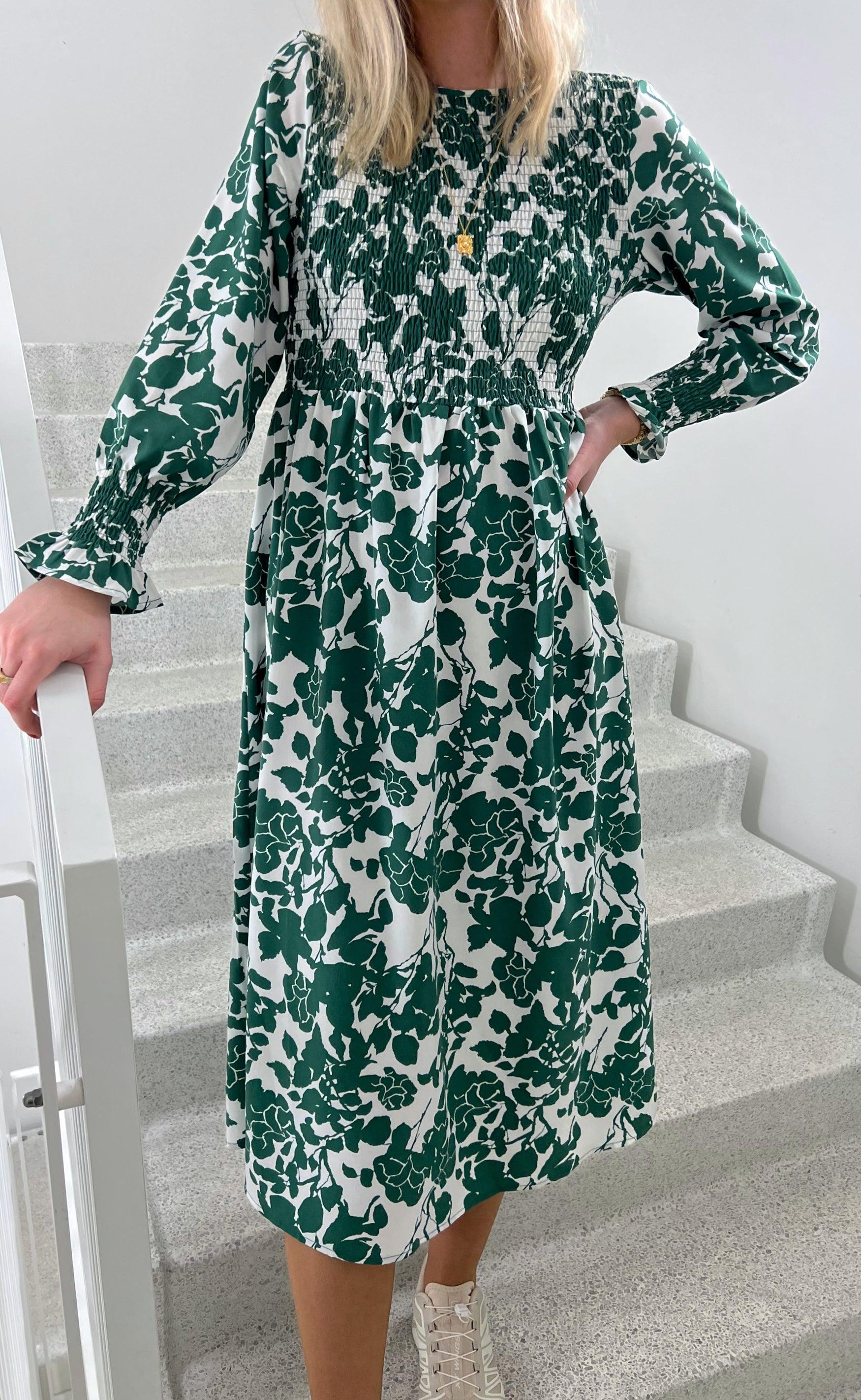 INA Copenhagen Kjole - Veronica - Green Flower