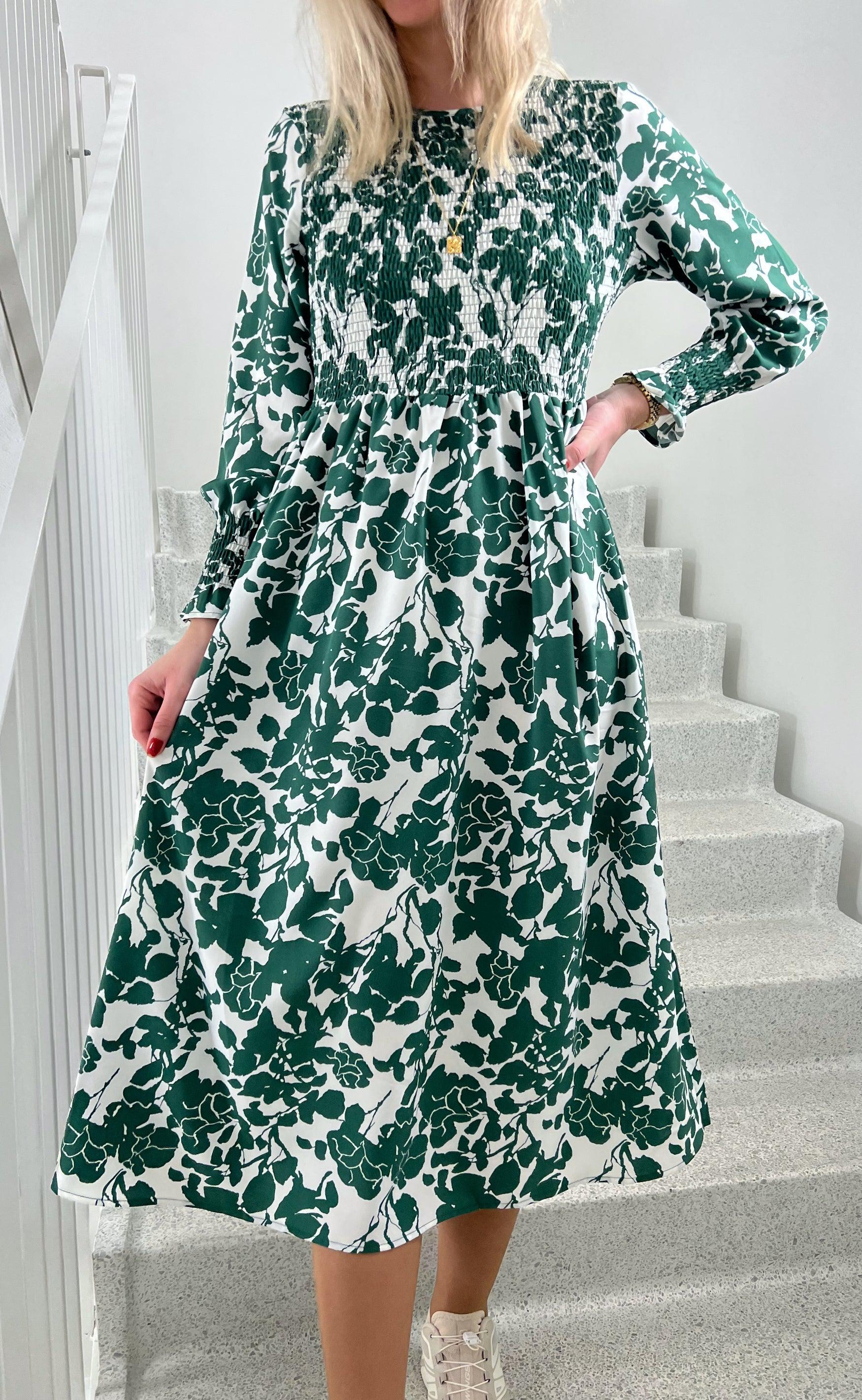 INA Copenhagen Kjole - Veronica - Green Flower