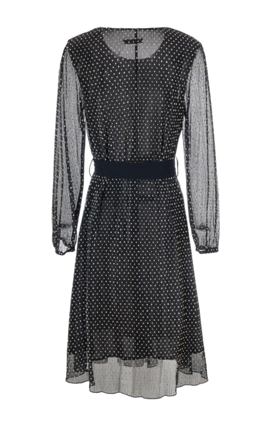 INA Copenhagen Kjole - Victoria Plisse - Black W. Gold Dots