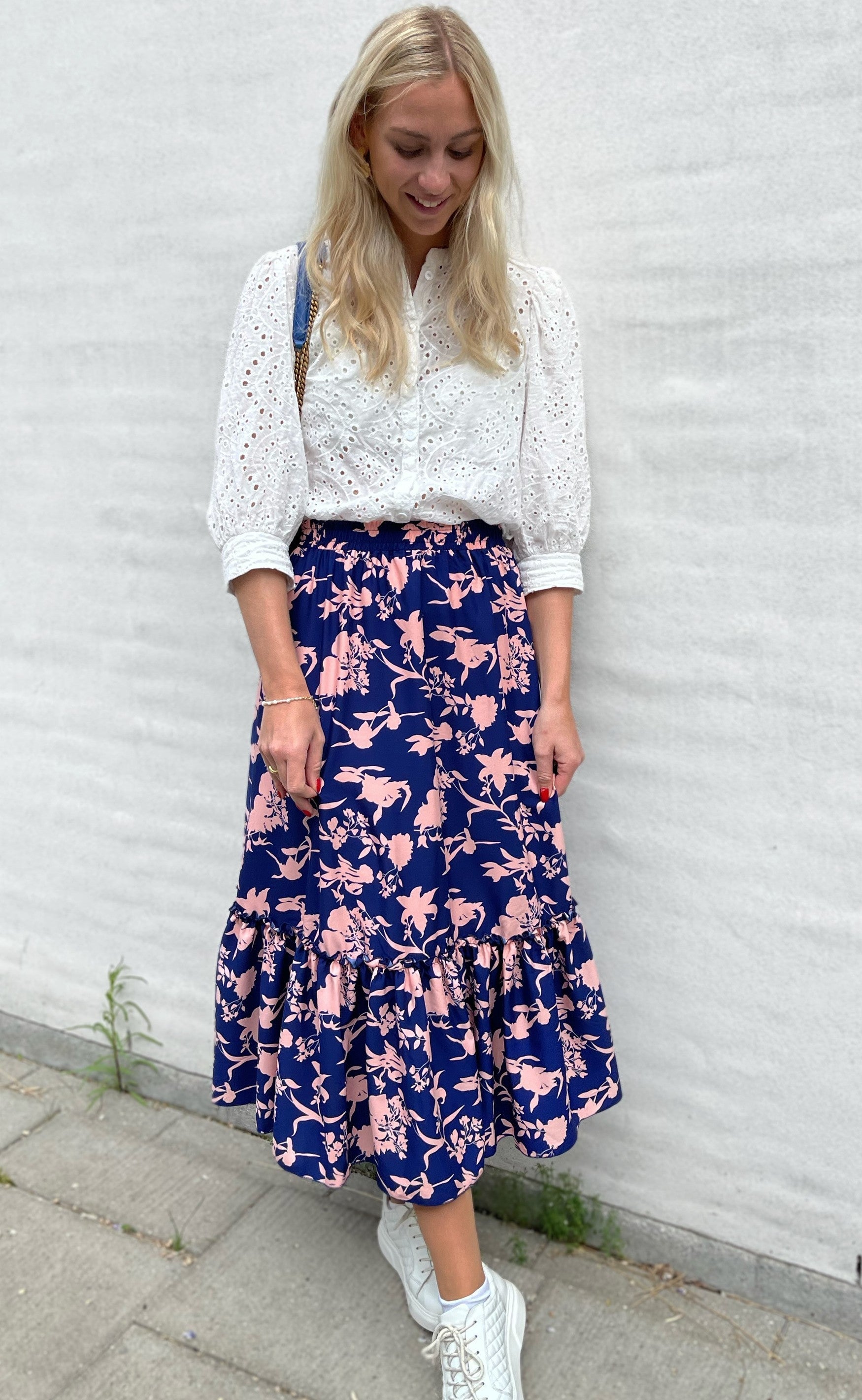 INA Copenhagen Nederdel - Hanna - Navy / Rose Flower