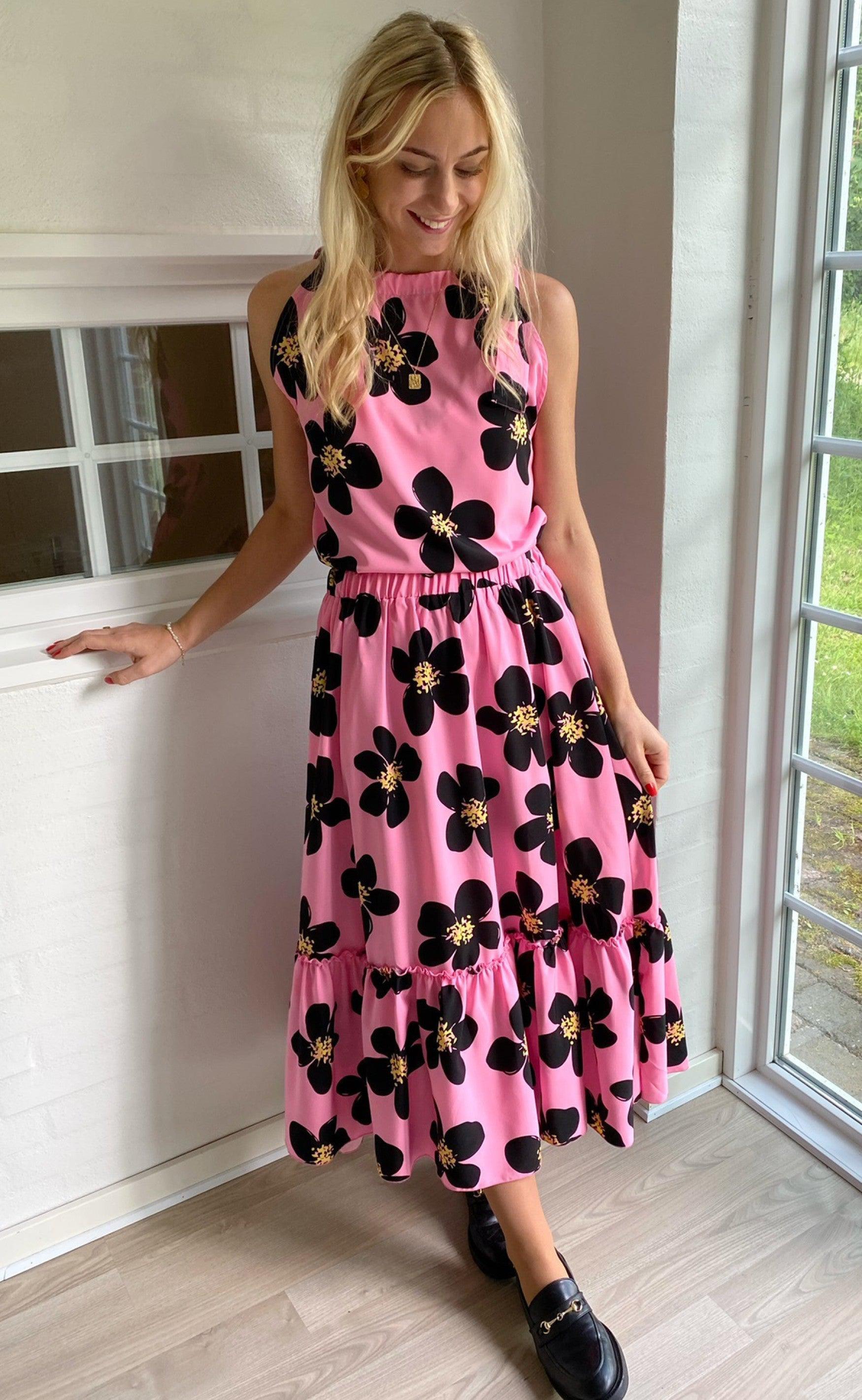 INA Copenhagen Nederdel - Hanna - Pink / Black Flower