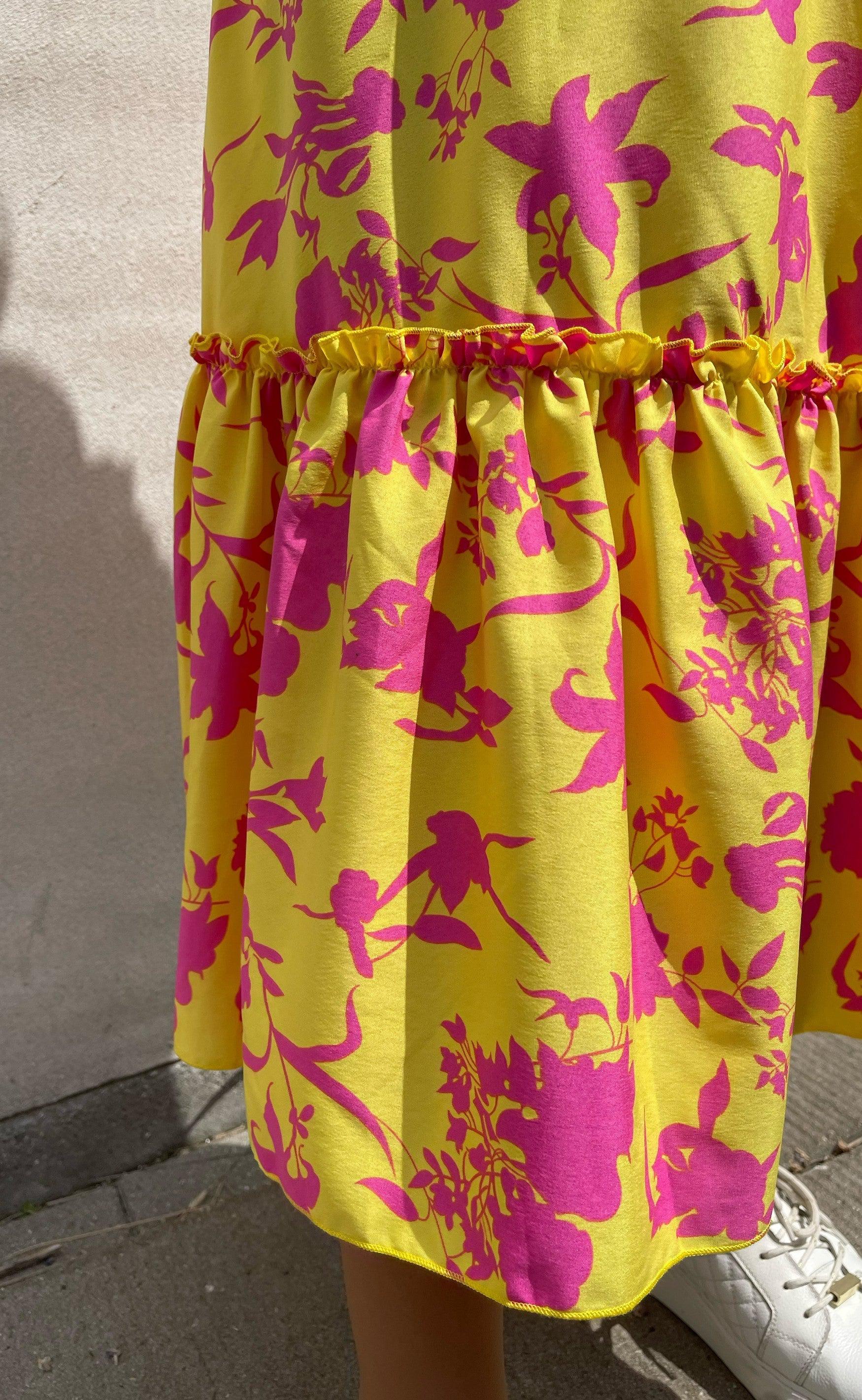INA Copenhagen Nederdel - Hanna - Yellow / Pink Flower