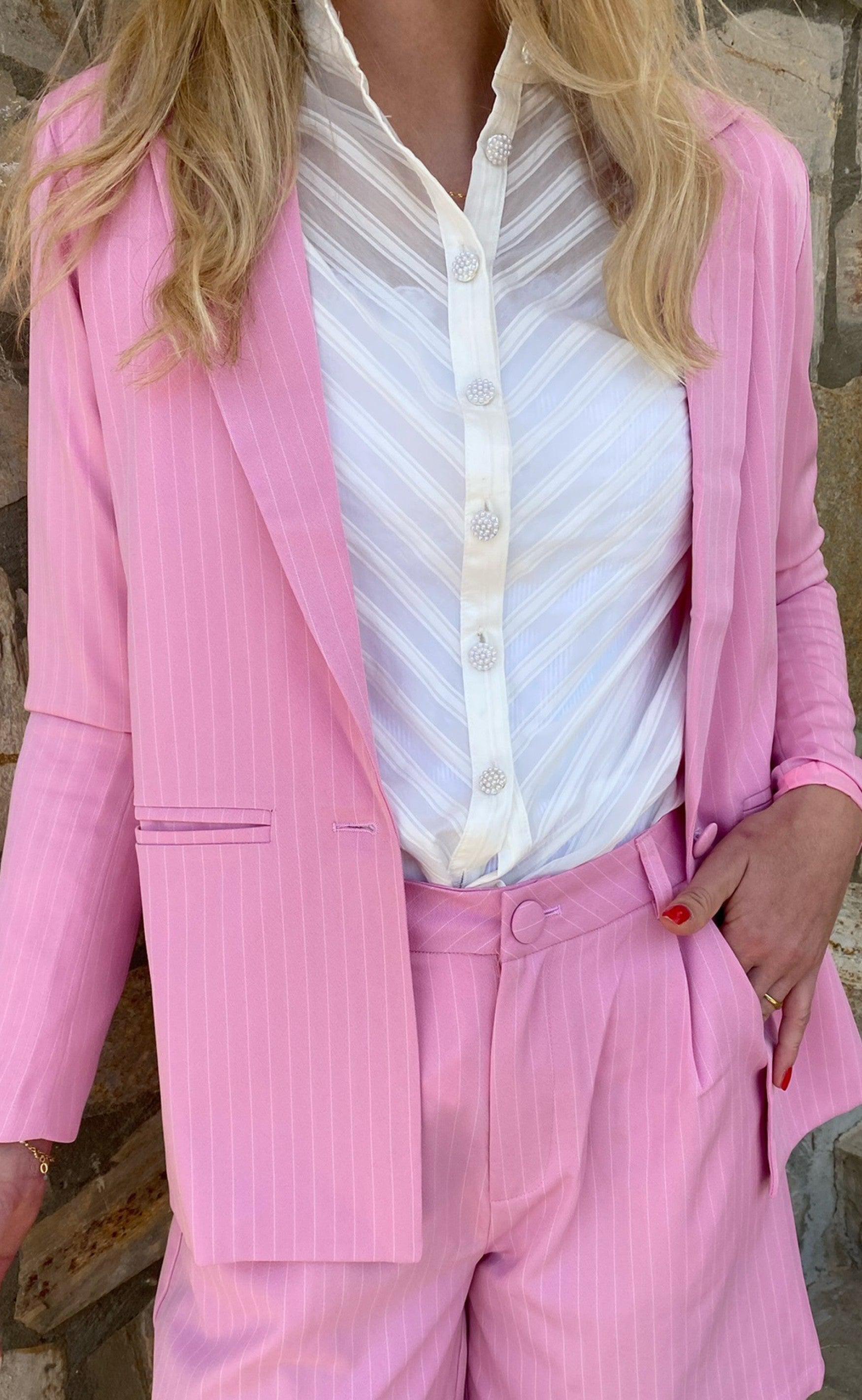 INA Copenhagen Shorts - Mai - Pink Pinstripe