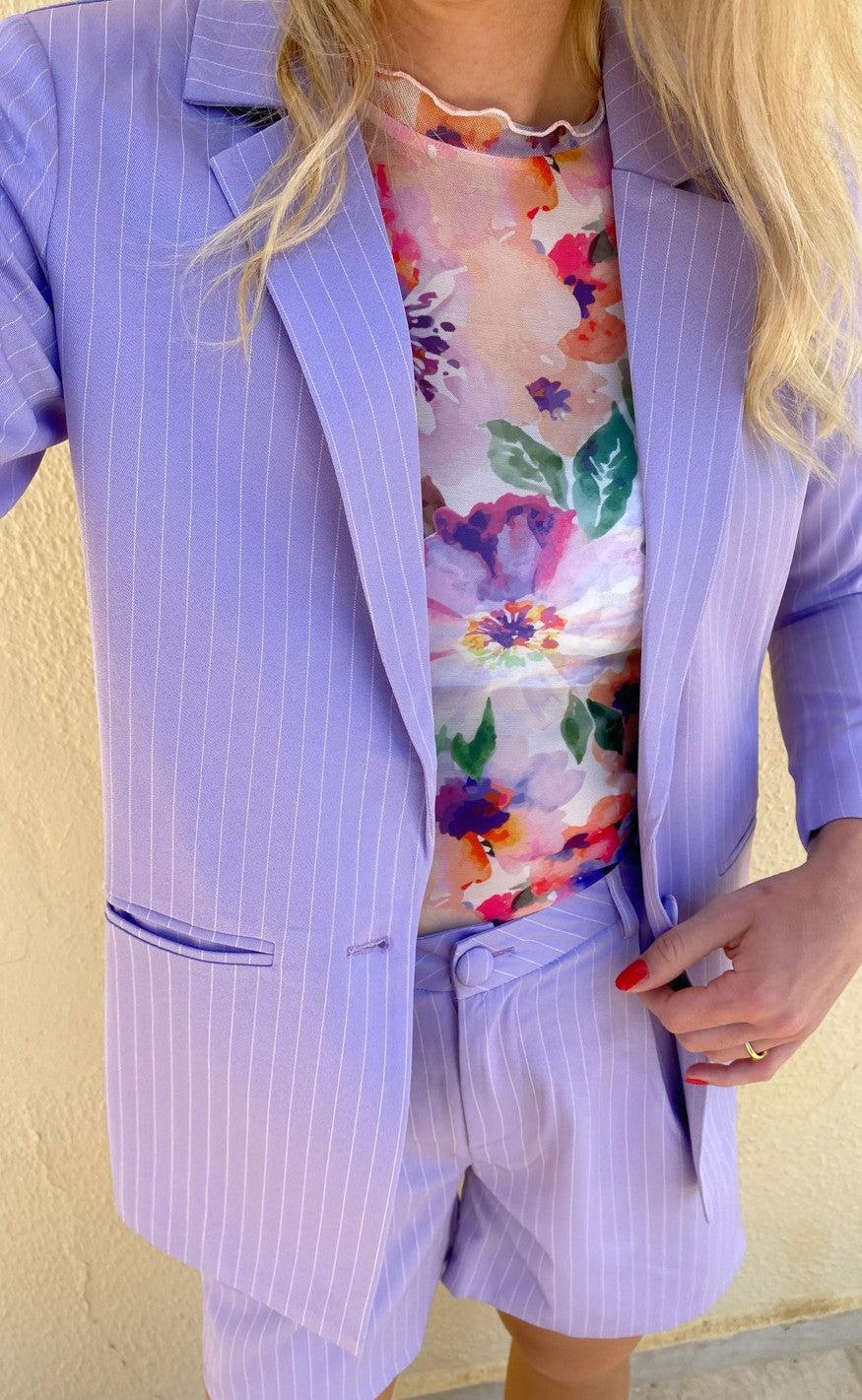 INA Copenhagen Shorts - Mai - Purple Pinstripe