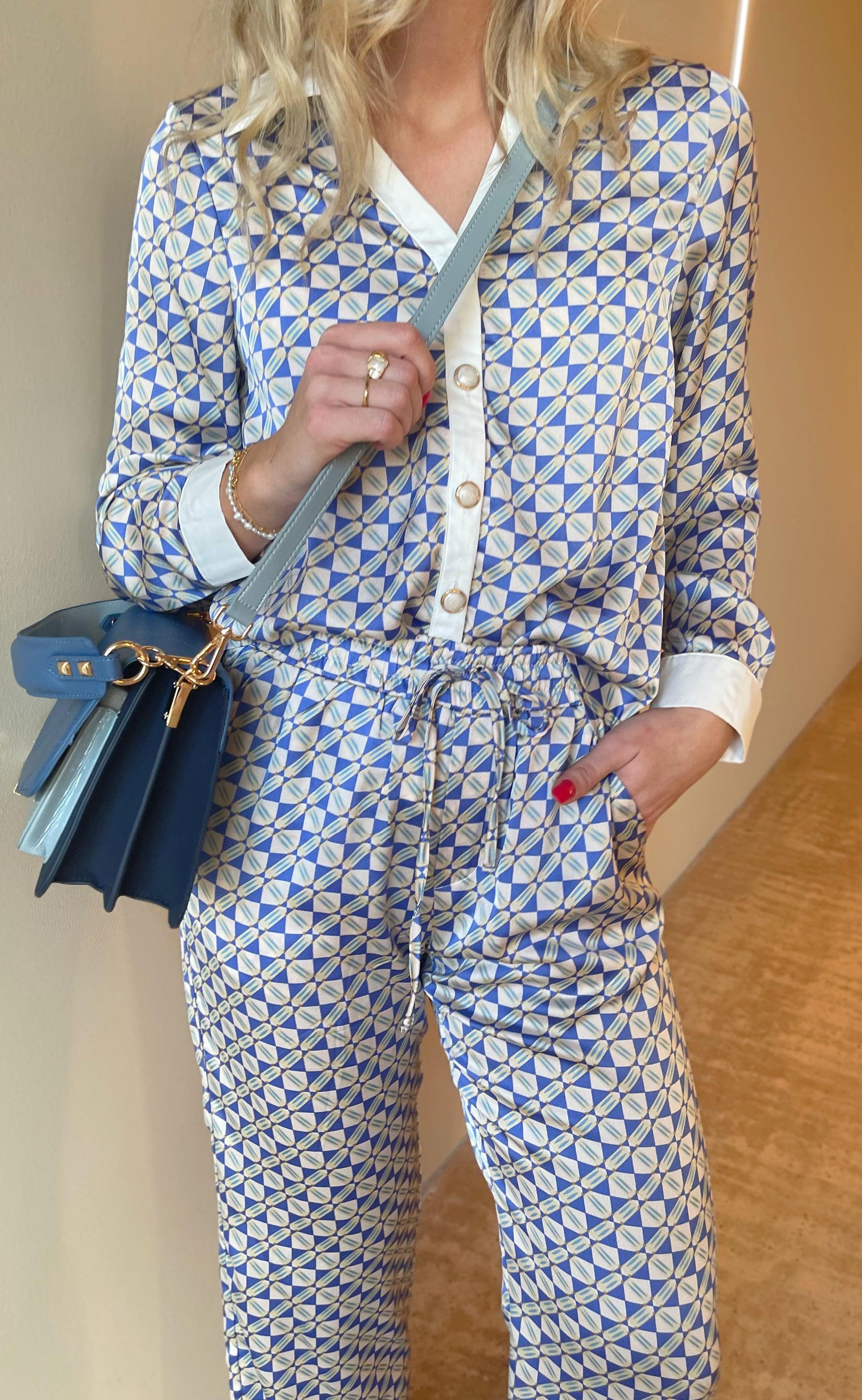 INA Copenhagen Skjorte - Nora - Graphic Blue