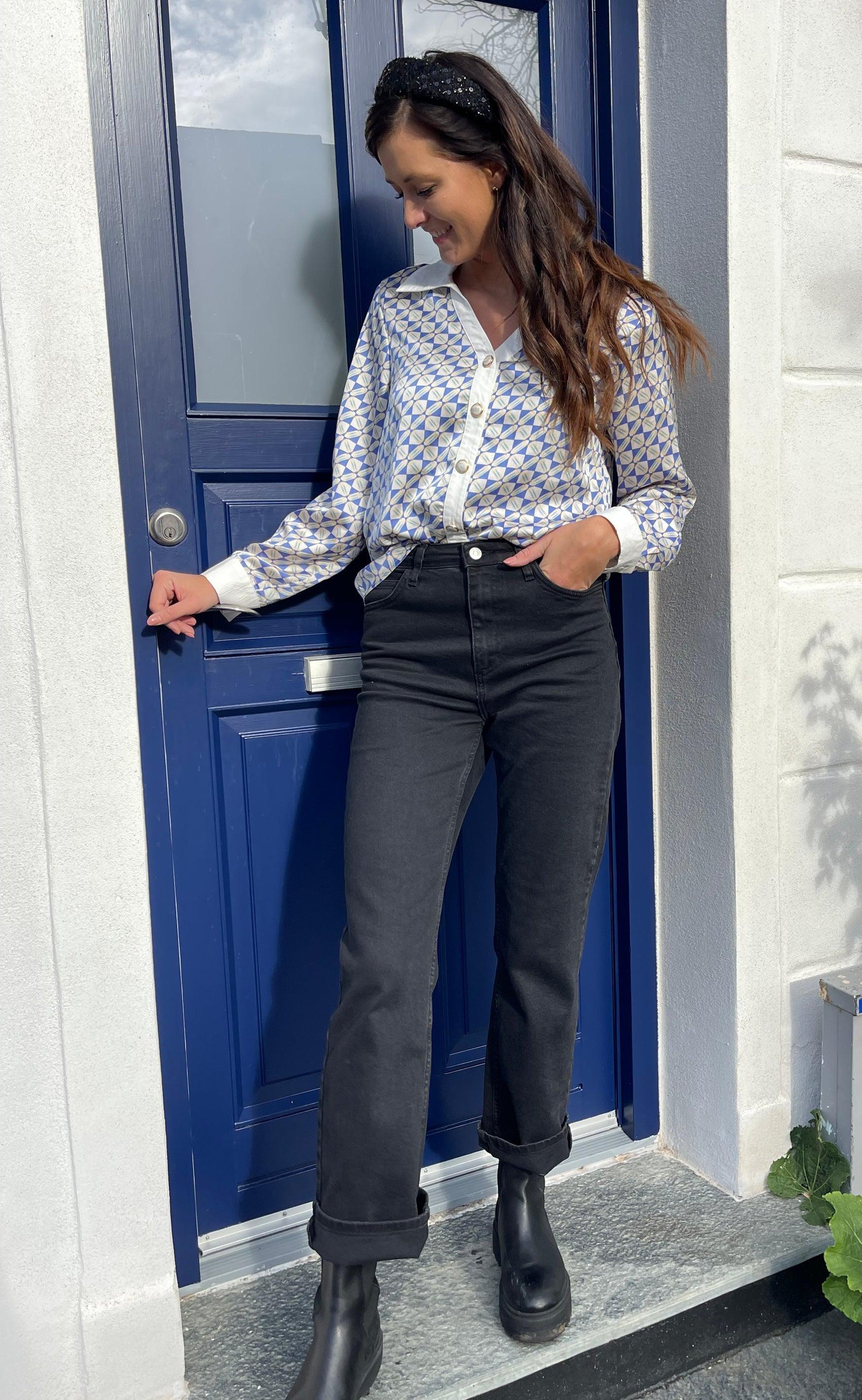 INA Copenhagen Skjorte - Nora - Graphic Blue