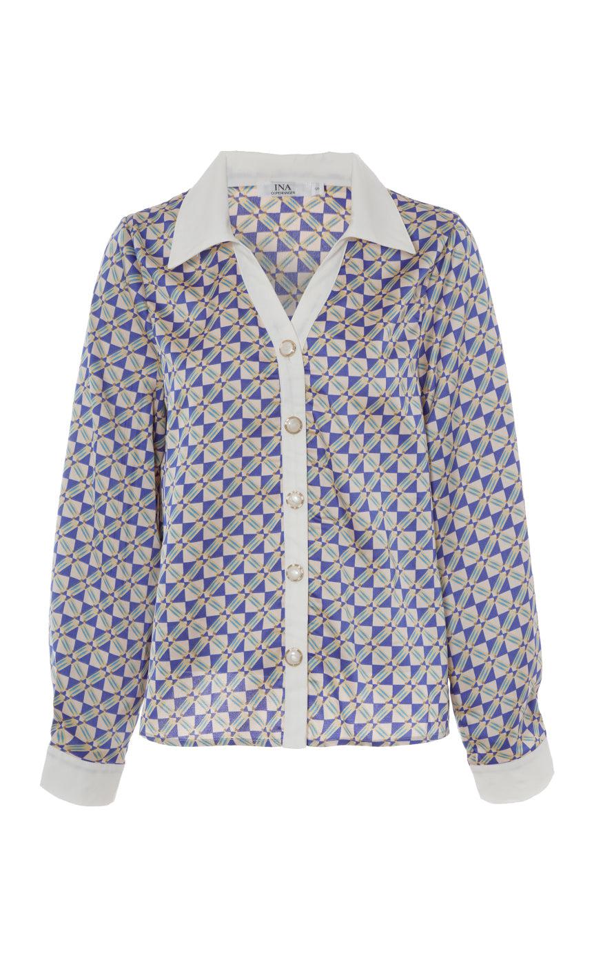 INA Copenhagen Skjorte - Nora - Graphic Blue