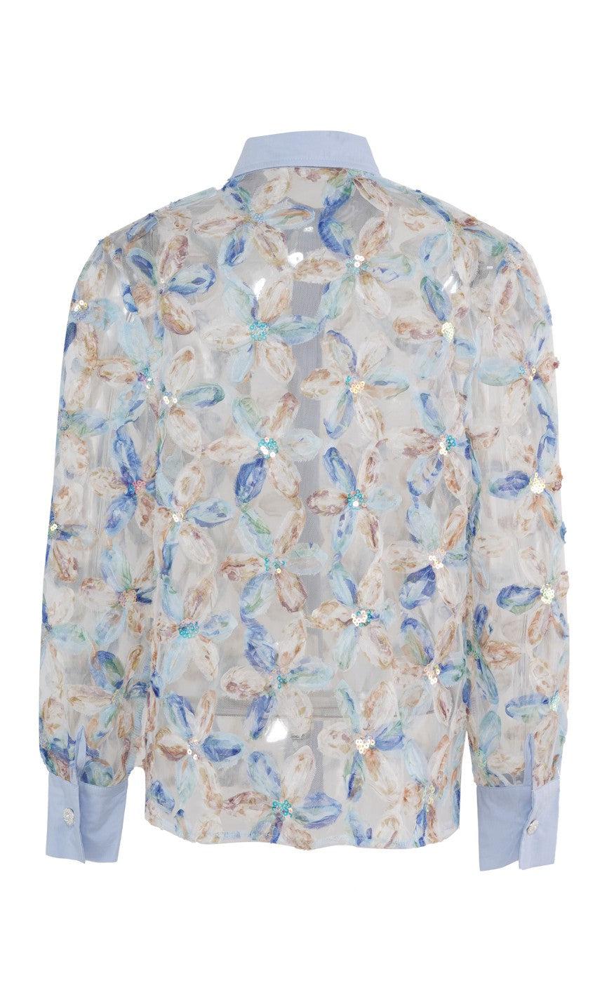INA Copenhagen Skjorte - Pama - Blue Sequin Flower
