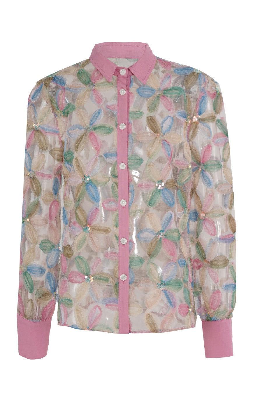 INA Copenhagen Skjorte - Pama - Pink Sequin Flower