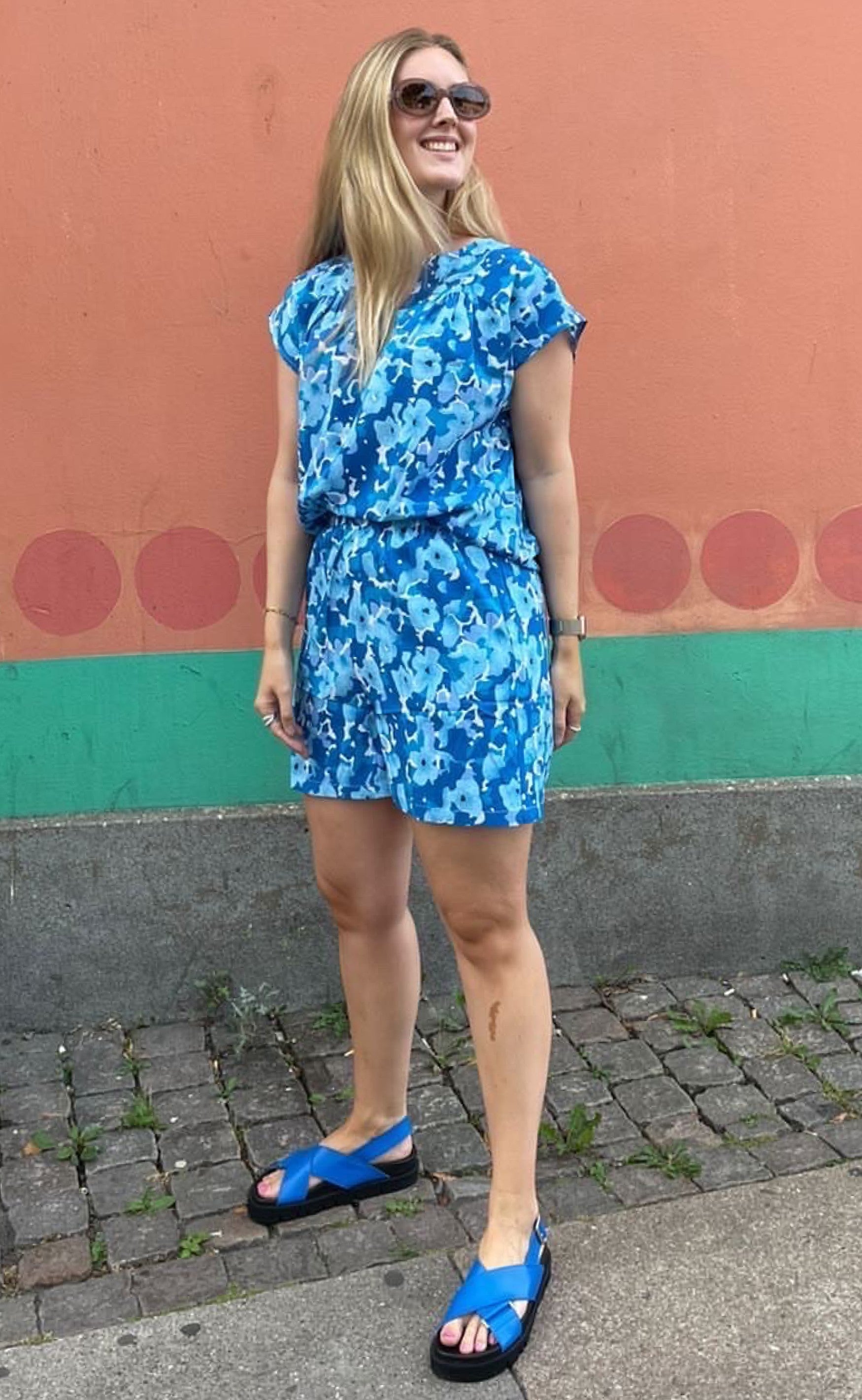 INA Copenhagen Top - Amelia - Blue Flower