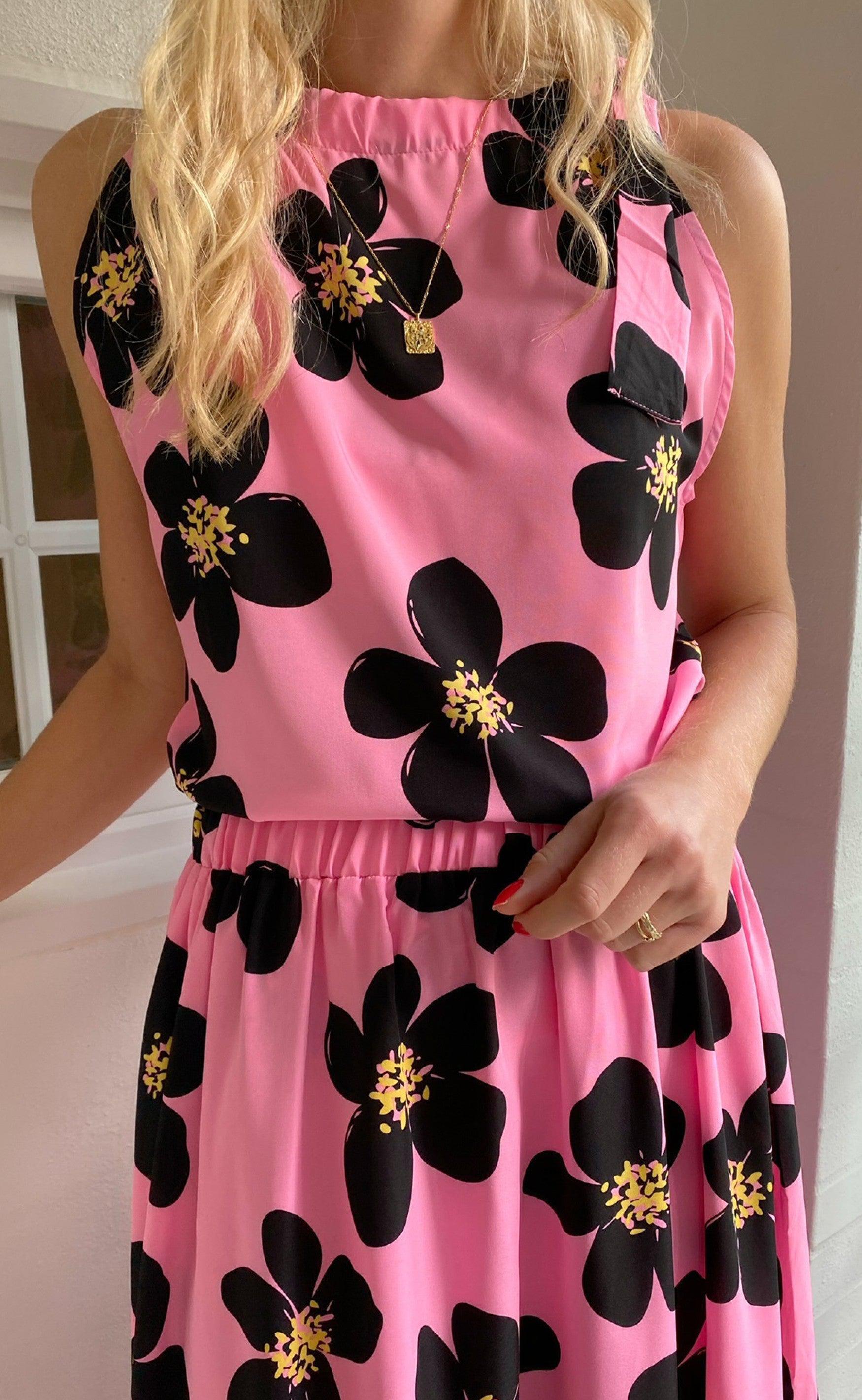 INA Copenhagen Top - Karo - Pink Black Flower