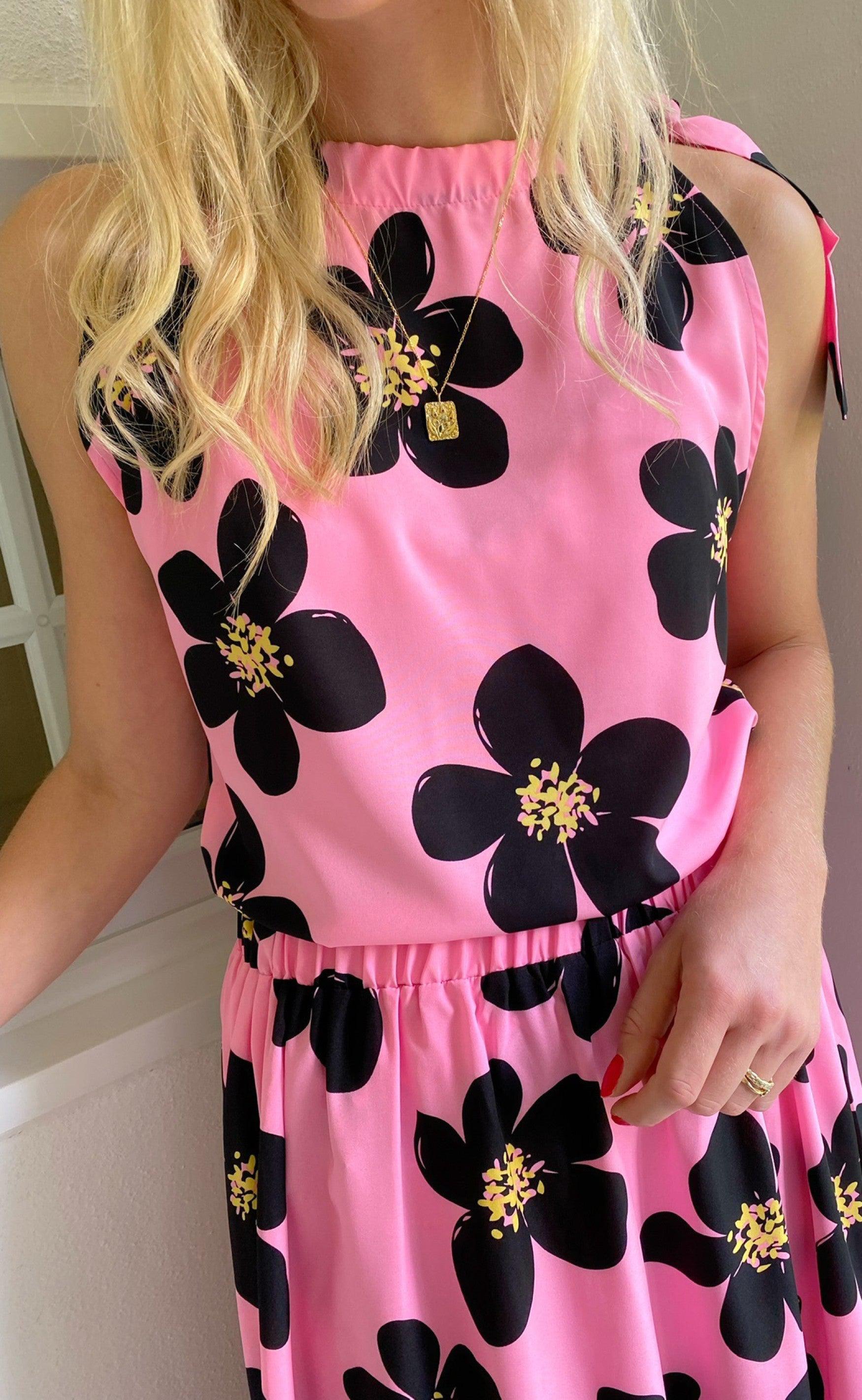 INA Copenhagen Top - Karo - Pink Black Flower