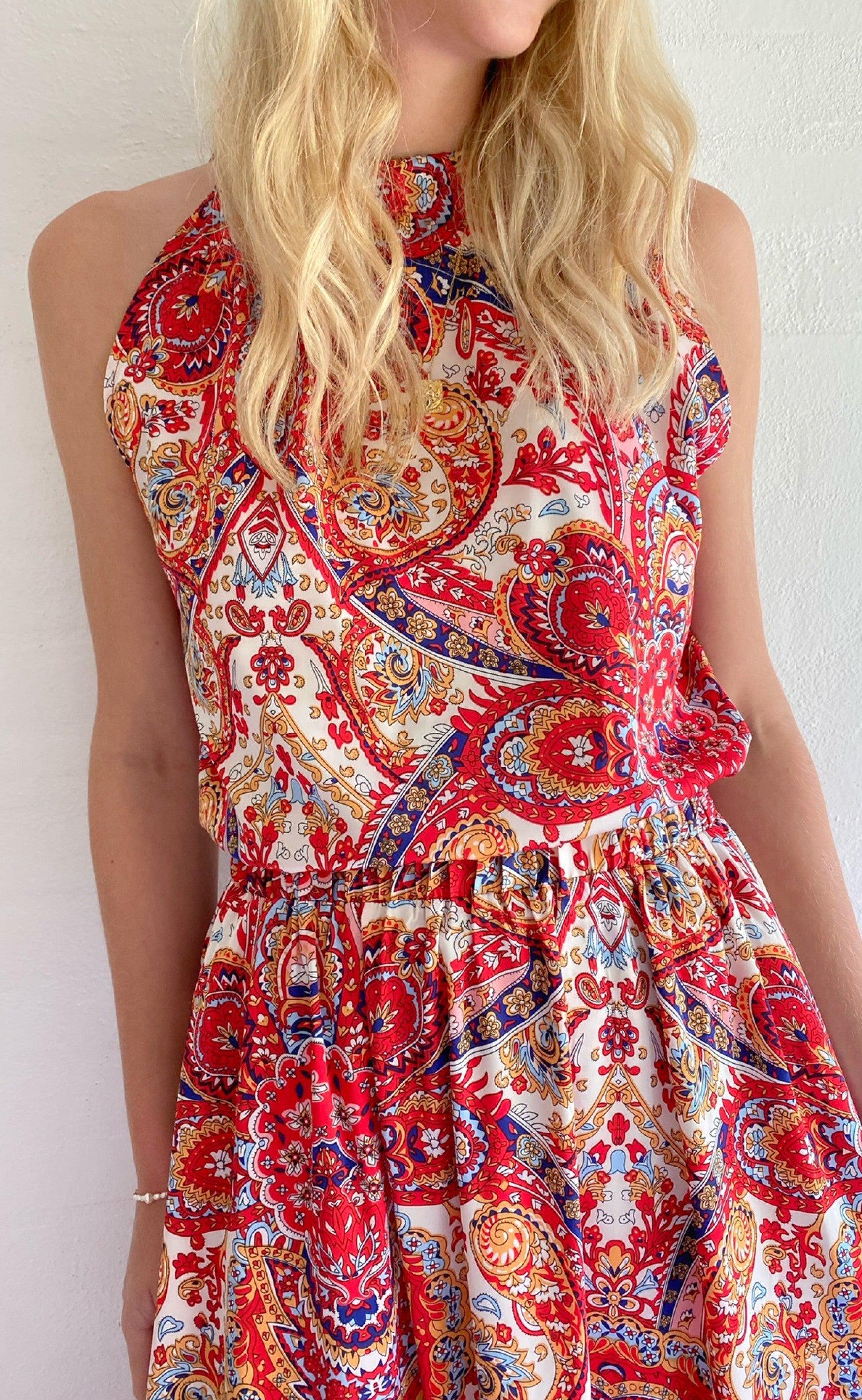 INA Copenhagen Top - Karo - Red Paisley