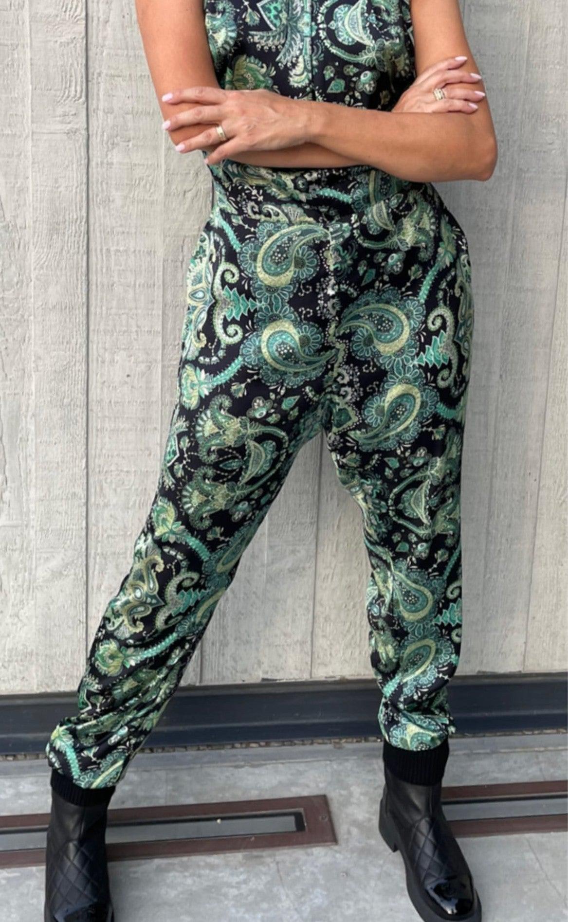 Karmamia Copenhagen Bukser - Cora - Emerald Paisley