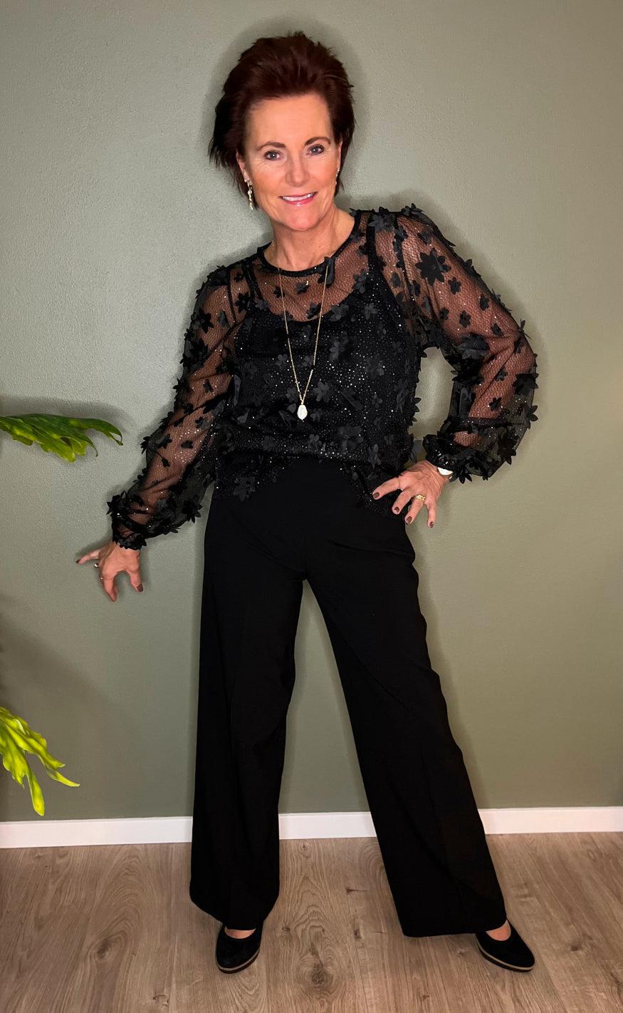 Liberte Bluse - Lamilla - Black Glitter Flower