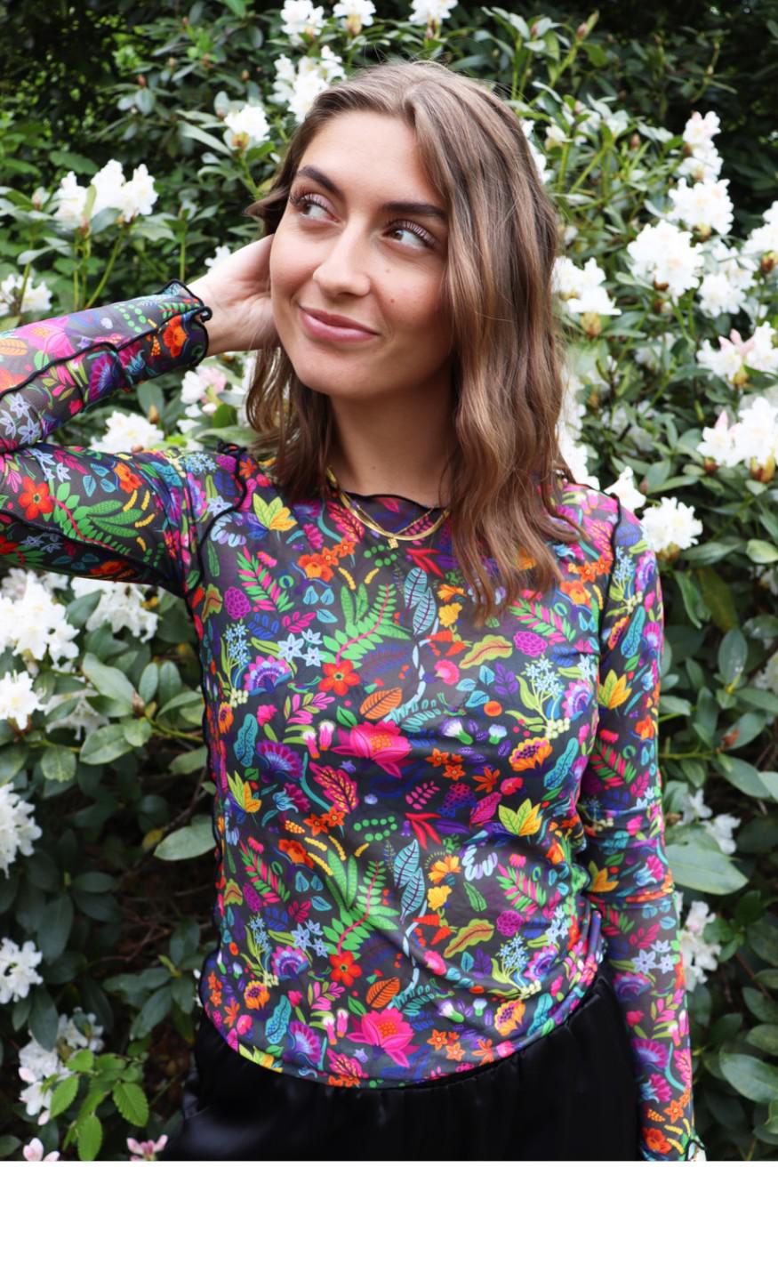 Liberte Bluse - Mesh - Colorful Forrest Black