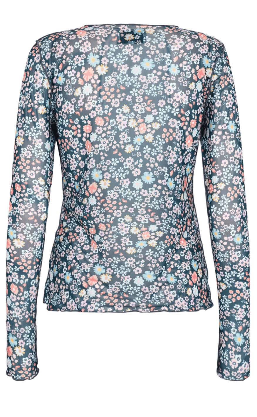 Liberte Bluse - Mesh - Dark Grey White Flower