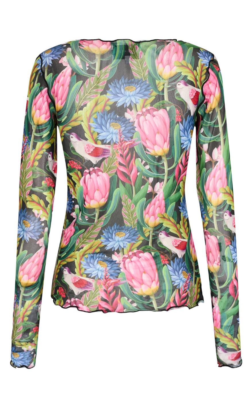 Liberte Bluse - Mesh - Flower Bird Black