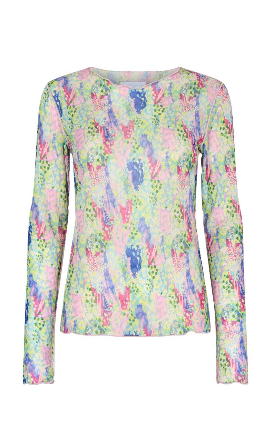 Liberte Bluse - Mesh - Limegreen Pastel leo