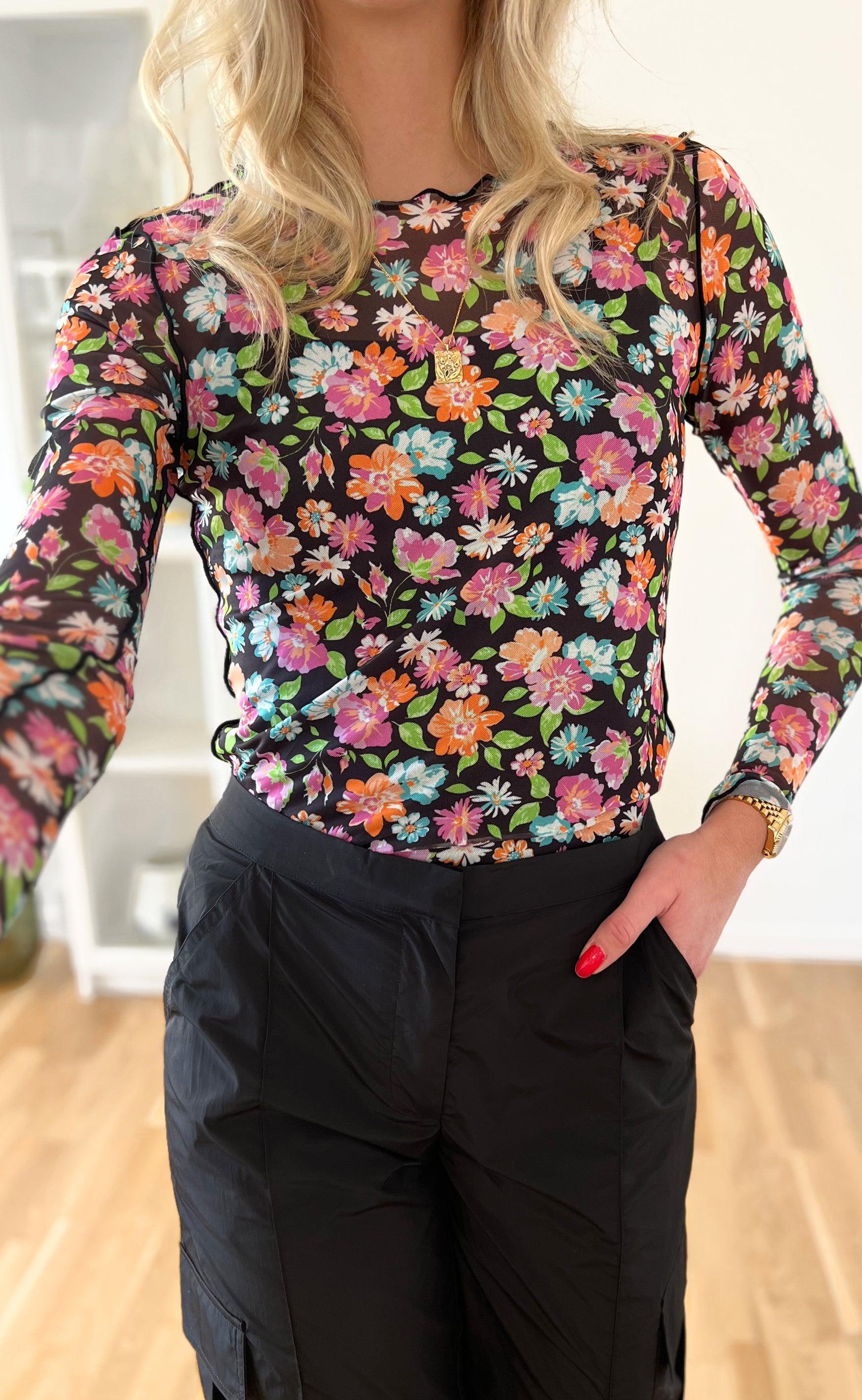 Liberte Bluse - Mesh - Mint Orange Flowers
