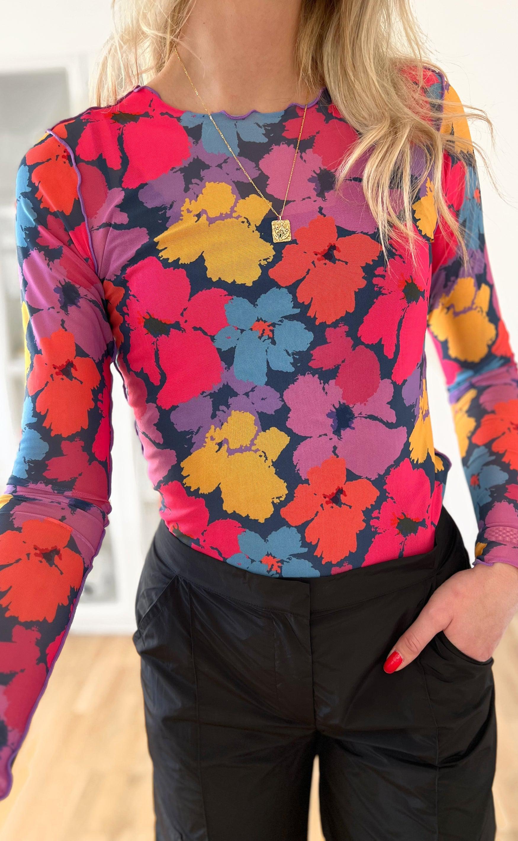 Liberte Bluse - Mesh - Painted Flowers Navy