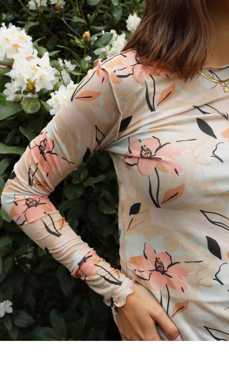 Liberte Bluse - Mesh - Pastel Leaf