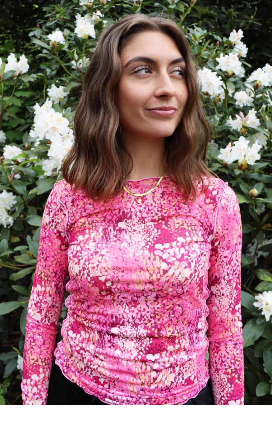 Liberte Bluse - Mesh - Pink Abstract Dots