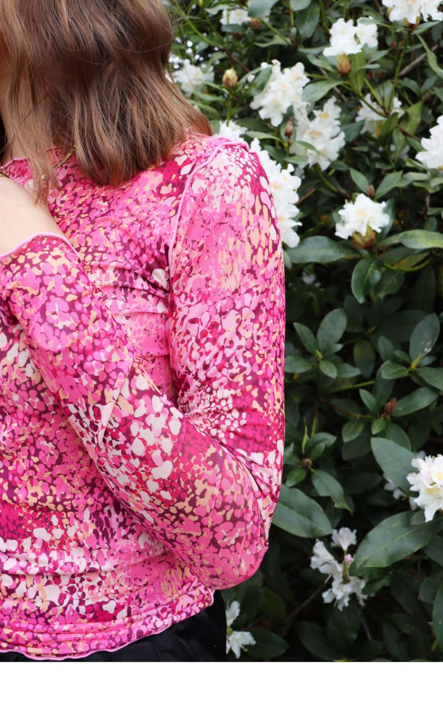 Liberte Bluse - Mesh - Pink Abstract Dots
