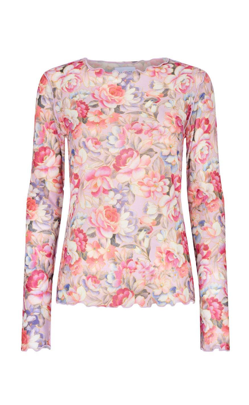 Liberte Bluse - Mesh - Pink gold flower