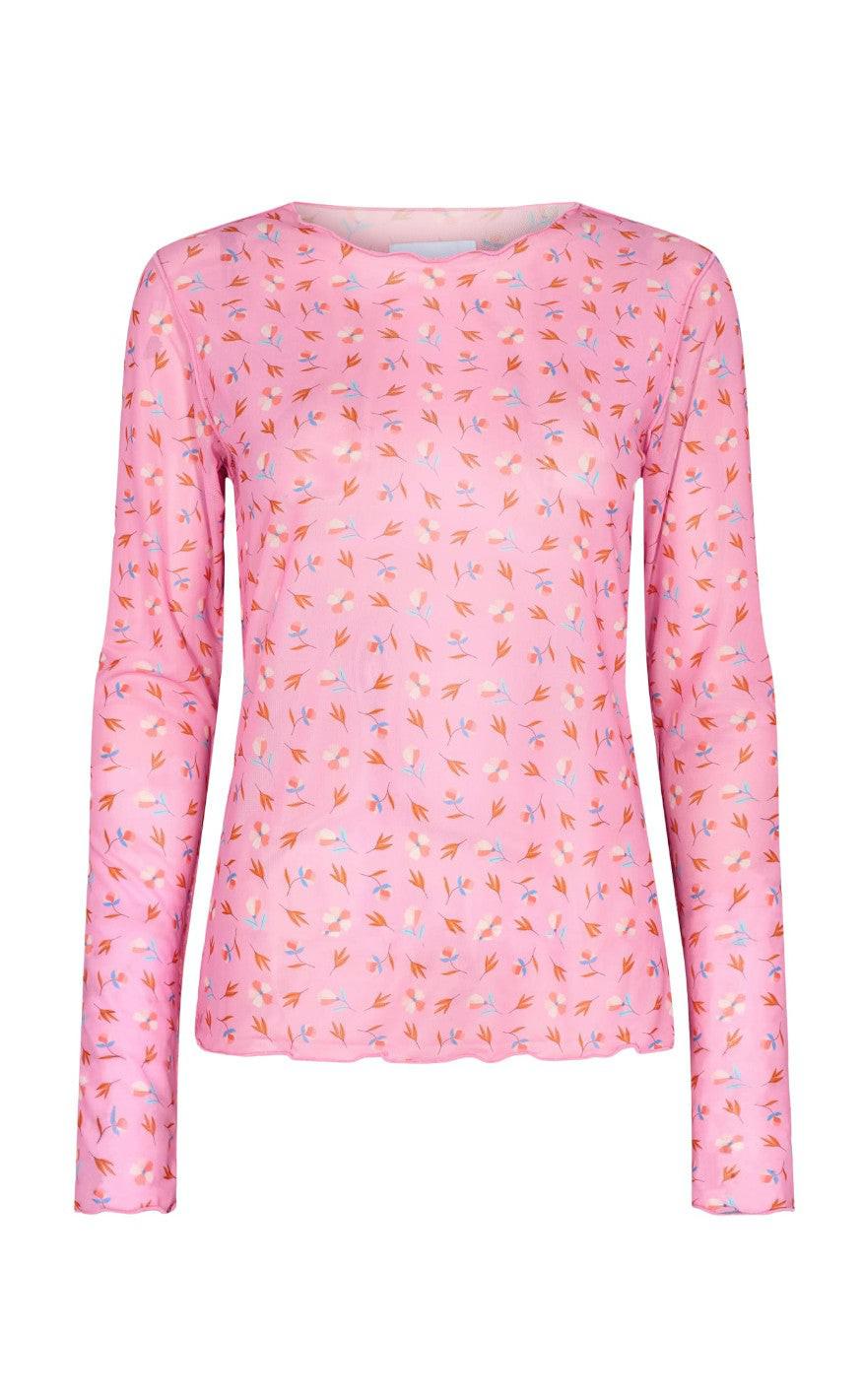 Liberte Bluse - Mesh - Pink red small flower