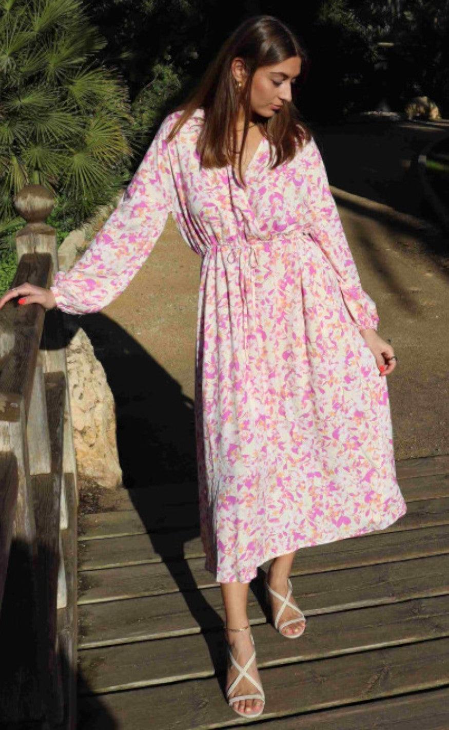 Liberte Kjole - Berta - Pink Flower