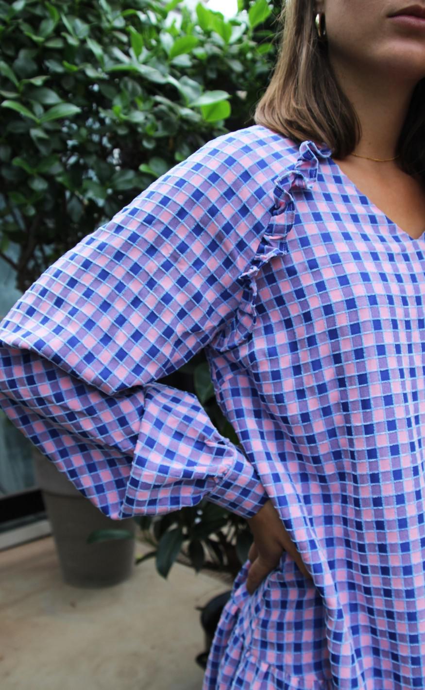 Liberte Kjole - Dana - Pink Blue Check