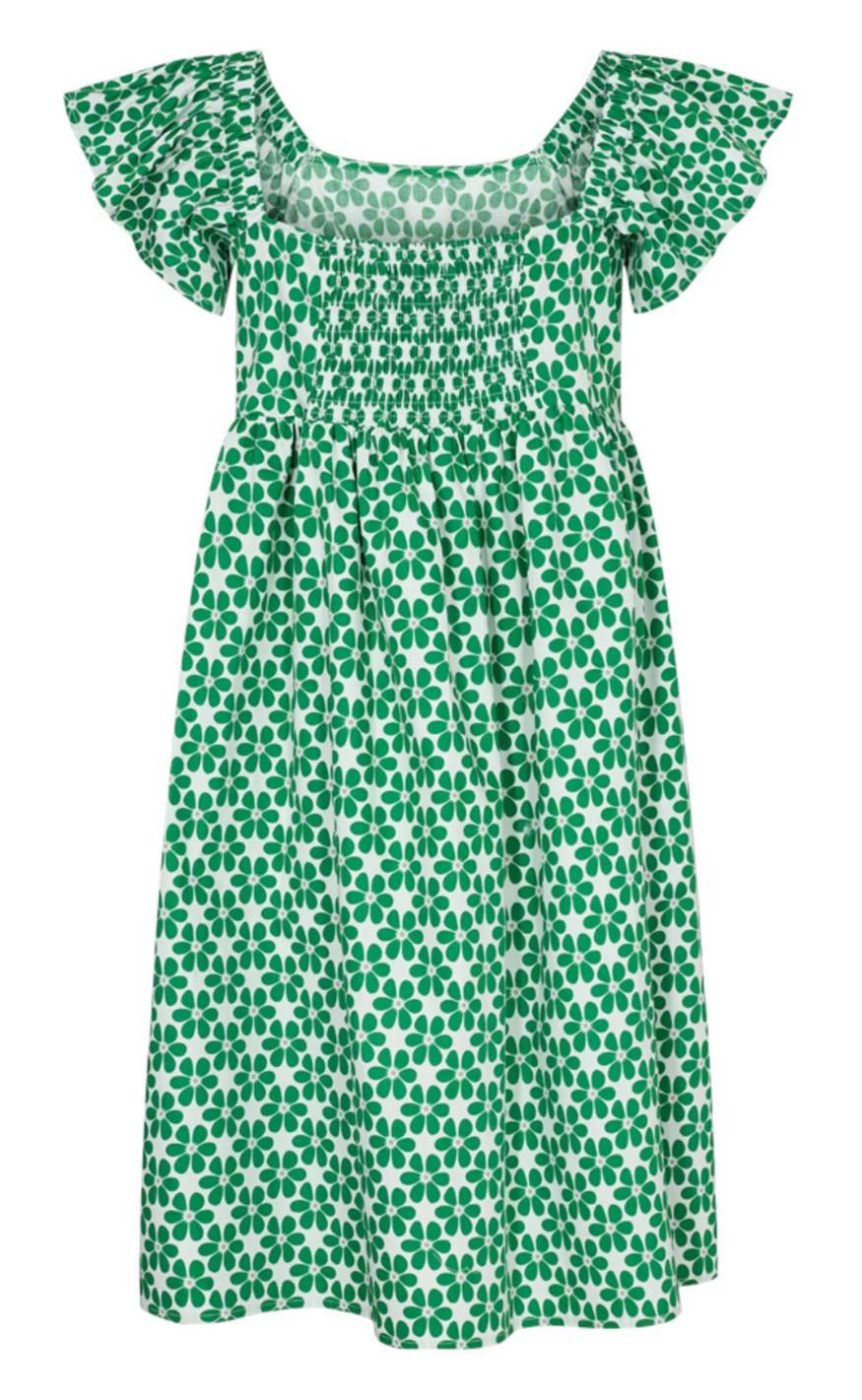 Liberte Kjole - Gina - Green Flower