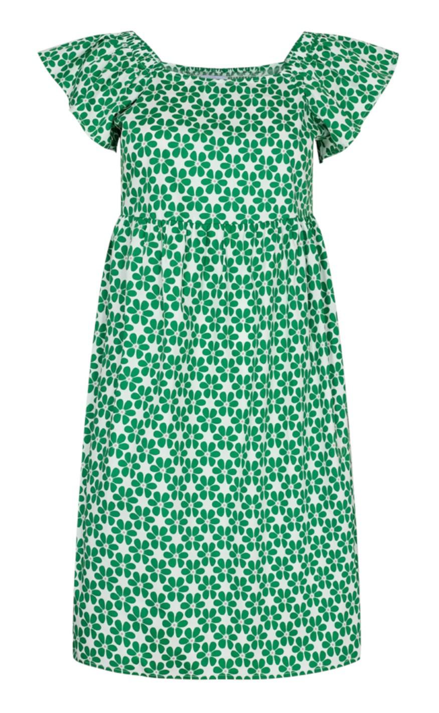Liberte Kjole - Gina - Green Flower